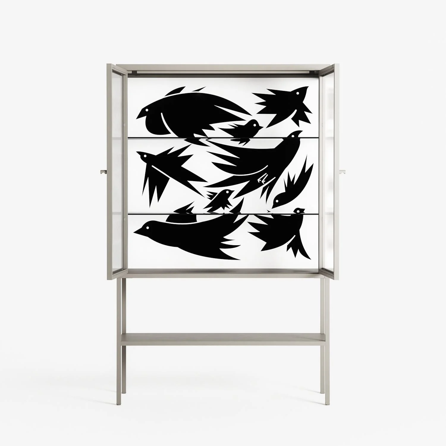 Black Birds - Loft Cabinet - Konrad Blaszczyk - Pebble - Reeded glass - Image 3