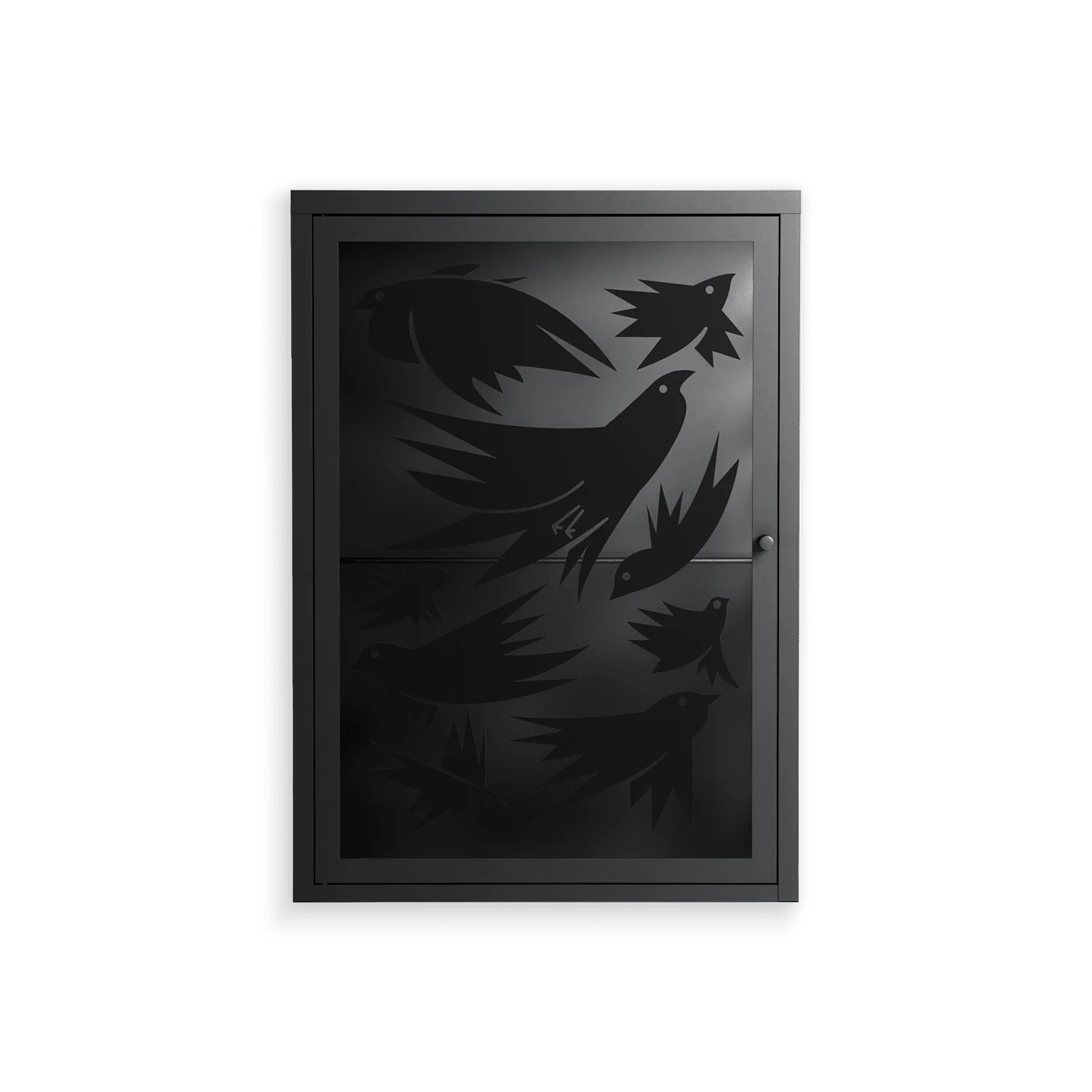 Black Birds - Wall Cabinet - Konrad Blaszczyk - Antracite - Overlay Glass