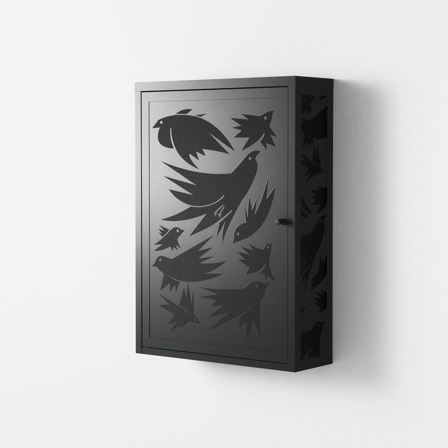 Black Birds - Wall Cabinet - Konrad Blaszczyk - Antracite - Overlay Metal - Image 2
