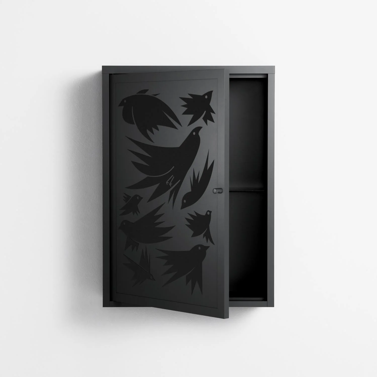 Black Birds - Wall Cabinet - Konrad Blaszczyk - Antracite - Overlay Metal - Image 3