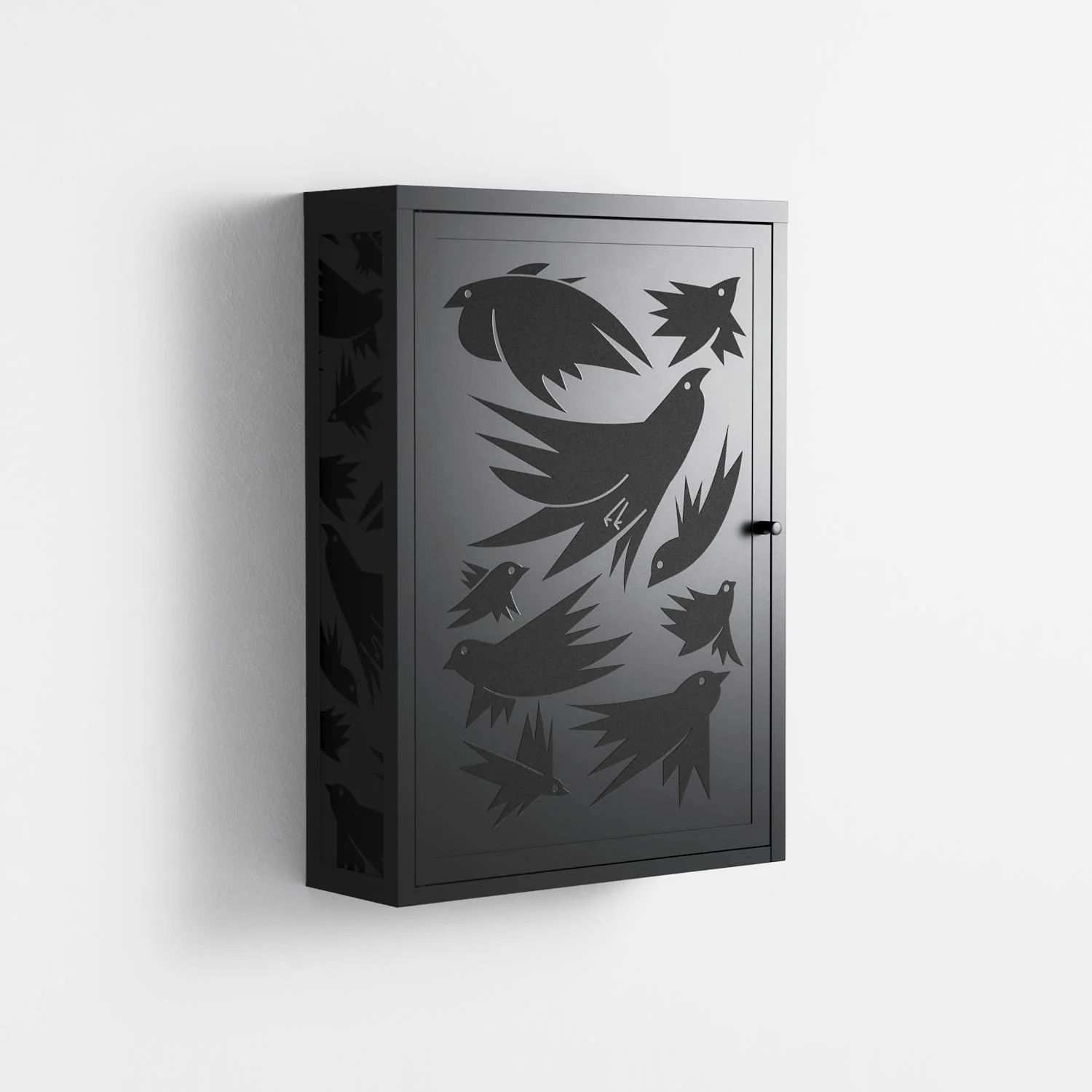 Black Birds - Wall Cabinet - Konrad Blaszczyk - Antracite - Overlay Metal - Image 4