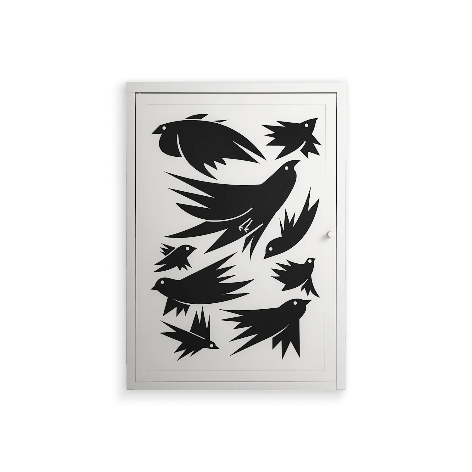 Black Birds - Wall Cabinet - Konrad Blaszczyk - Chalk - Overlay Metal