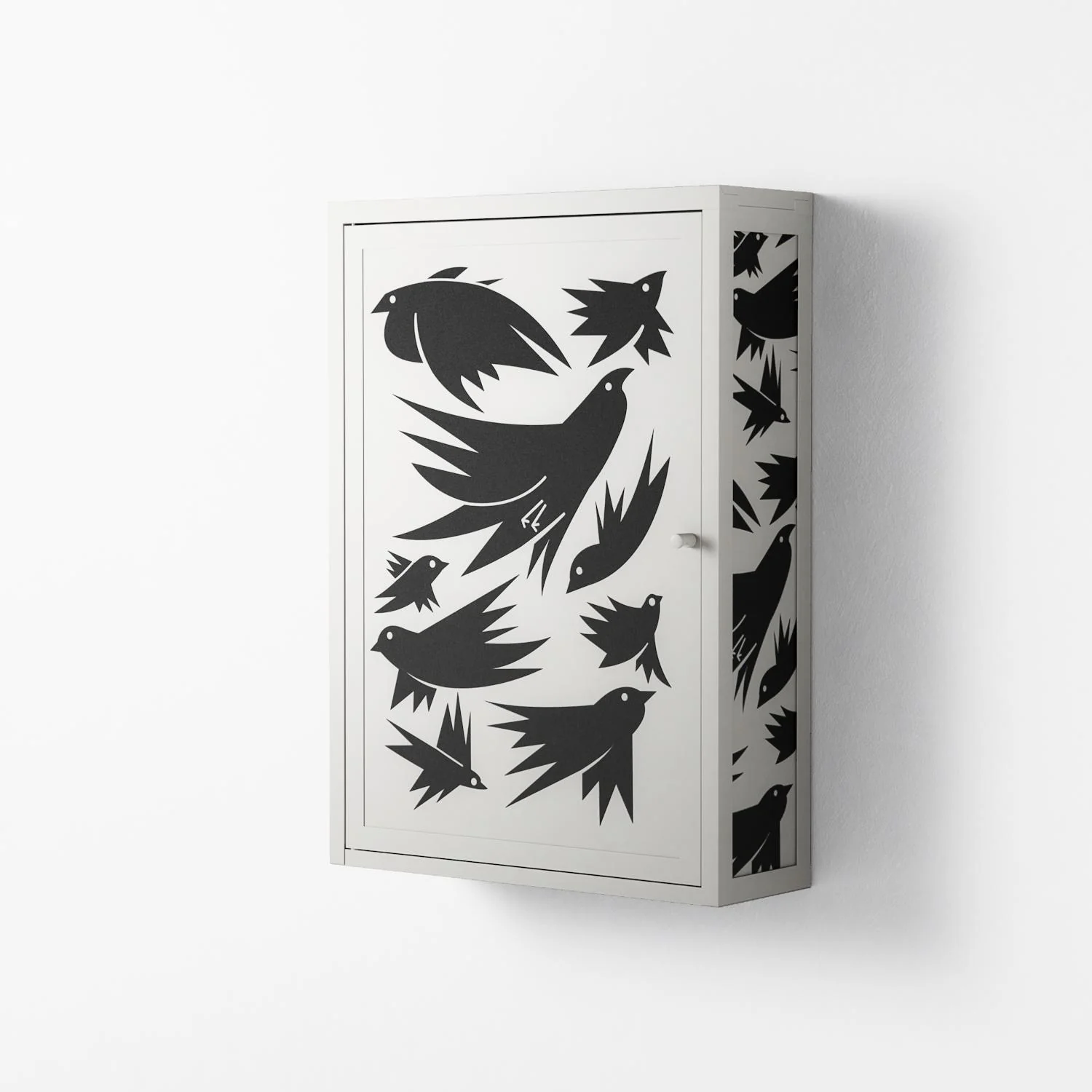 Black Birds - Wall Cabinet - Konrad Blaszczyk - Chalk - Overlay Metal - Image 2