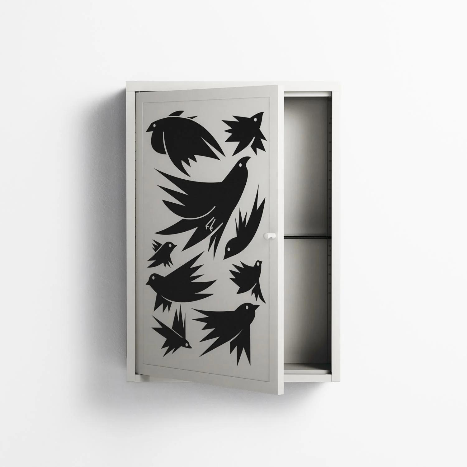 Black Birds - Wall Cabinet - Konrad Blaszczyk - Chalk - Overlay Metal - Image 3