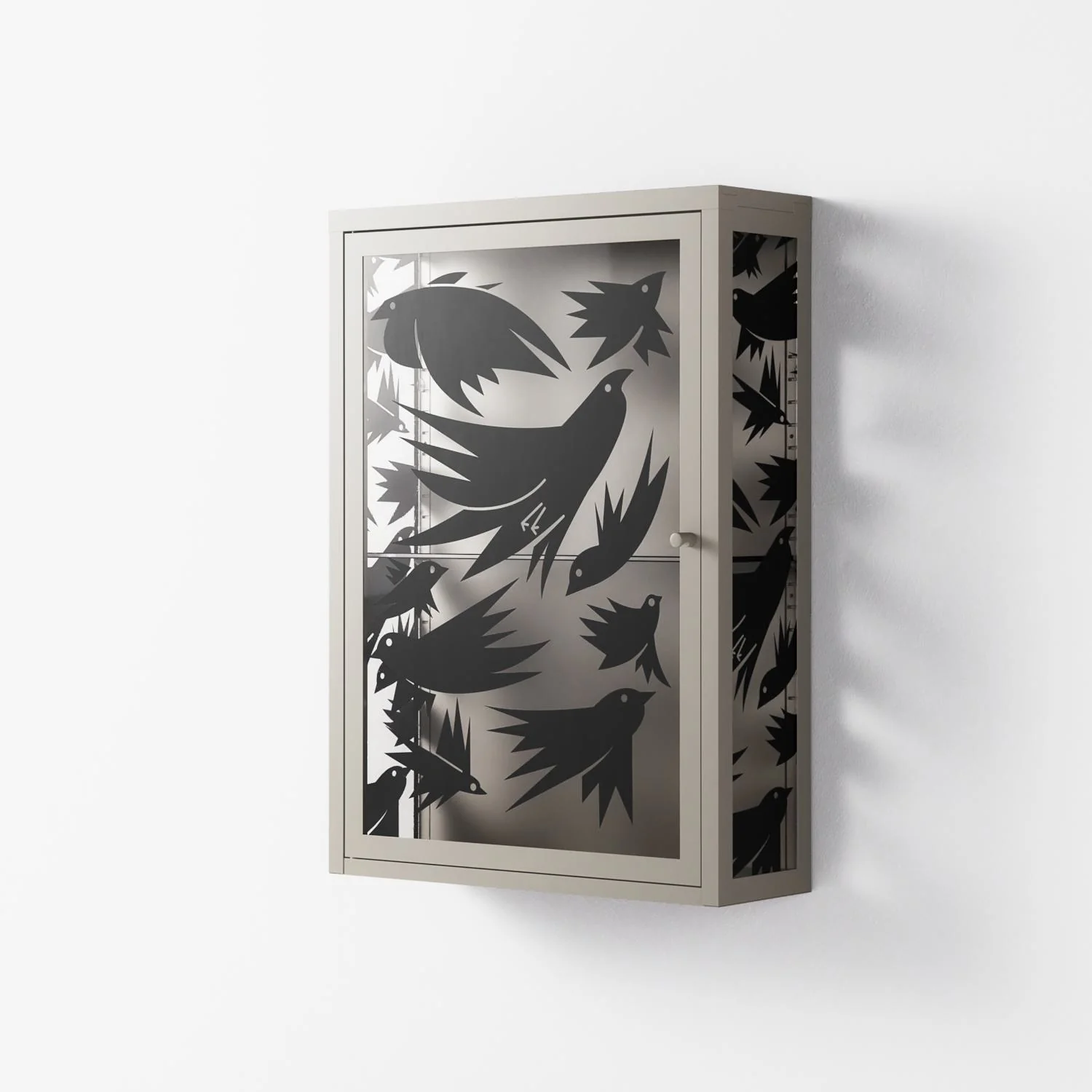 Black Birds - Wall Cabinet - Konrad Blaszczyk - Pebble - Overlay Glass - Image 2