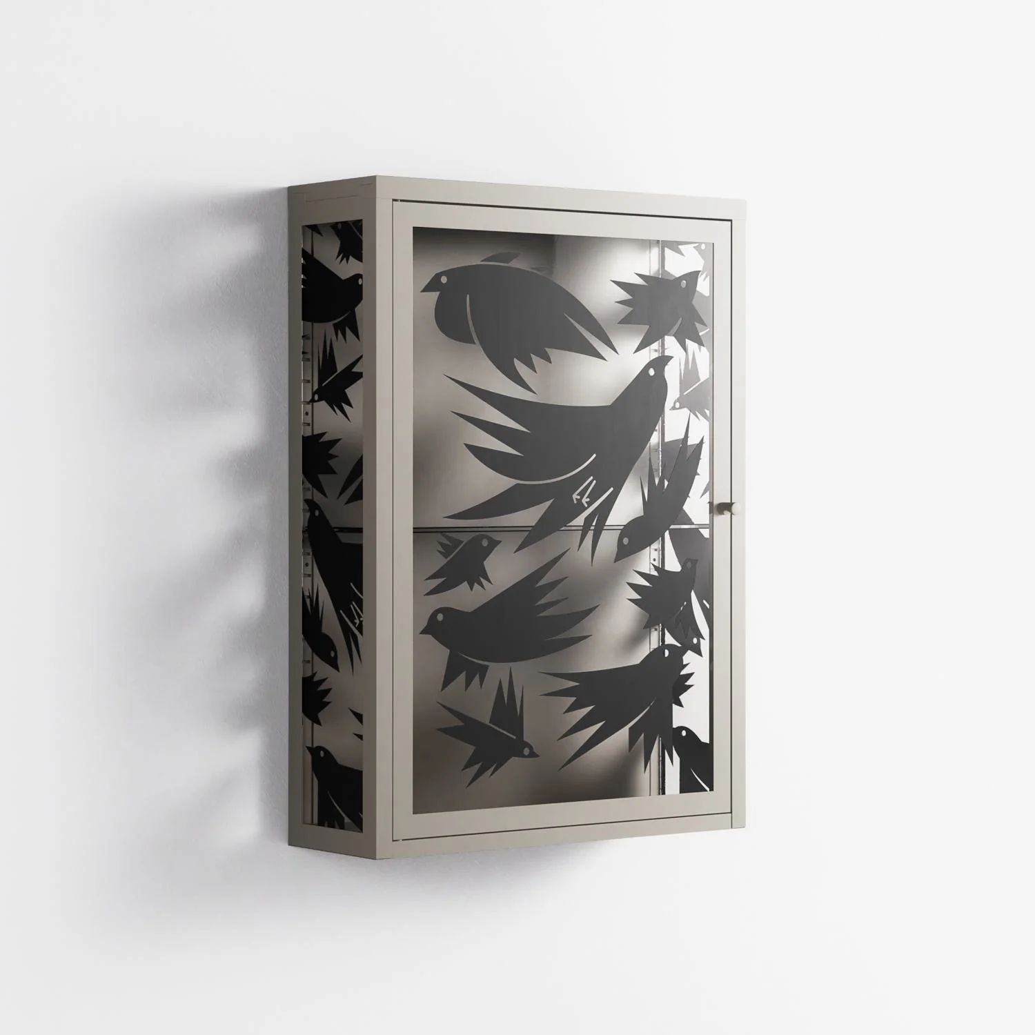 Black Birds - Wall Cabinet - Konrad Blaszczyk - Pebble - Overlay Glass - Image 4