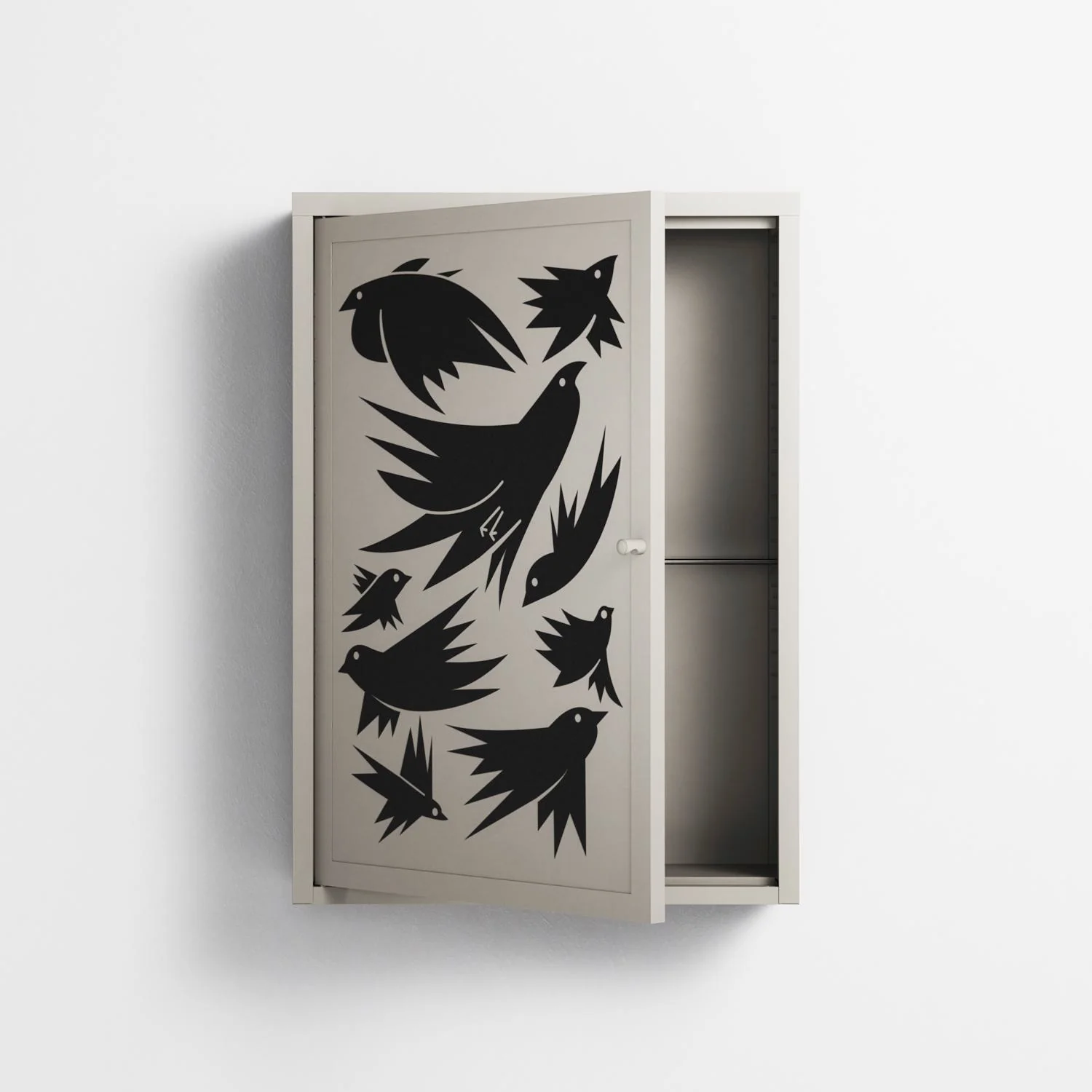 Black Birds - Wall Cabinet - Konrad Blaszczyk - Pebble - Overlay Metal - Image 3