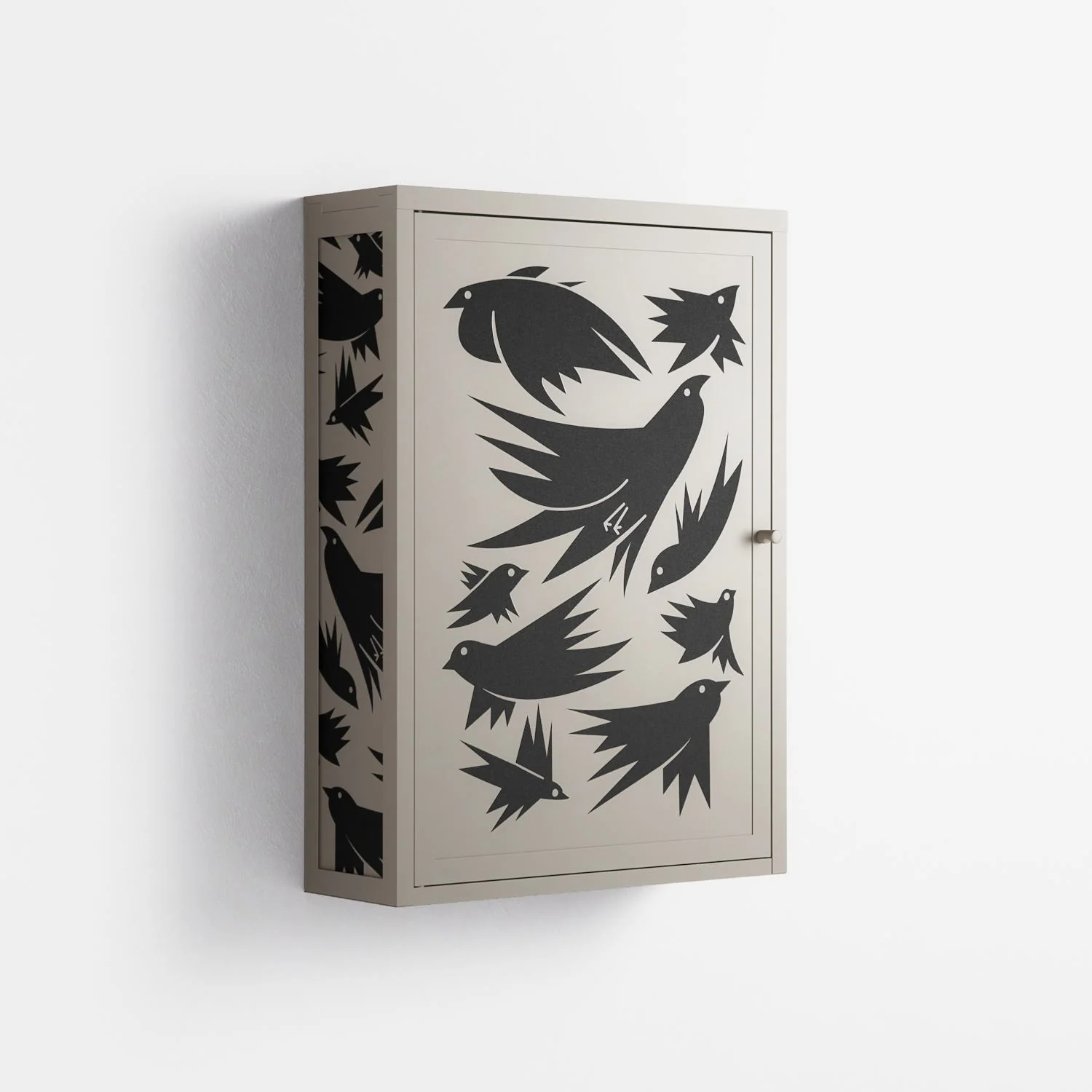 Black Birds - Wall Cabinet - Konrad Blaszczyk - Pebble - Overlay Metal - Image 4