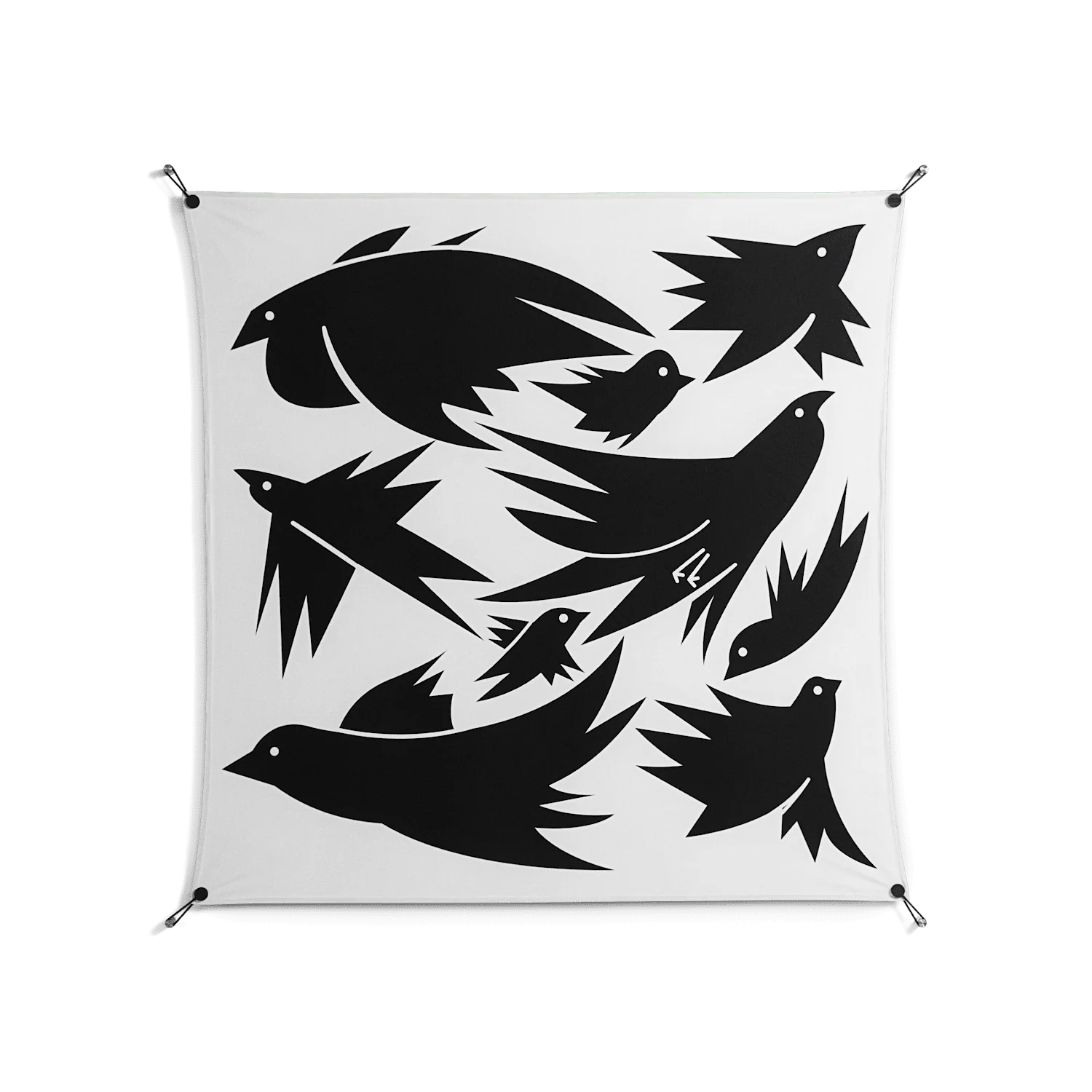 Black Birds - Work On Wall - Konrad Blaszczyk - Black - 140 x 140 cm
