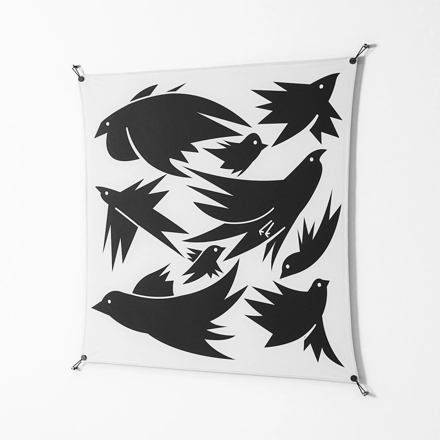 Black Birds - Work On Wall - Konrad Blaszczyk - Black - 140 x 140 cm - Image 2
