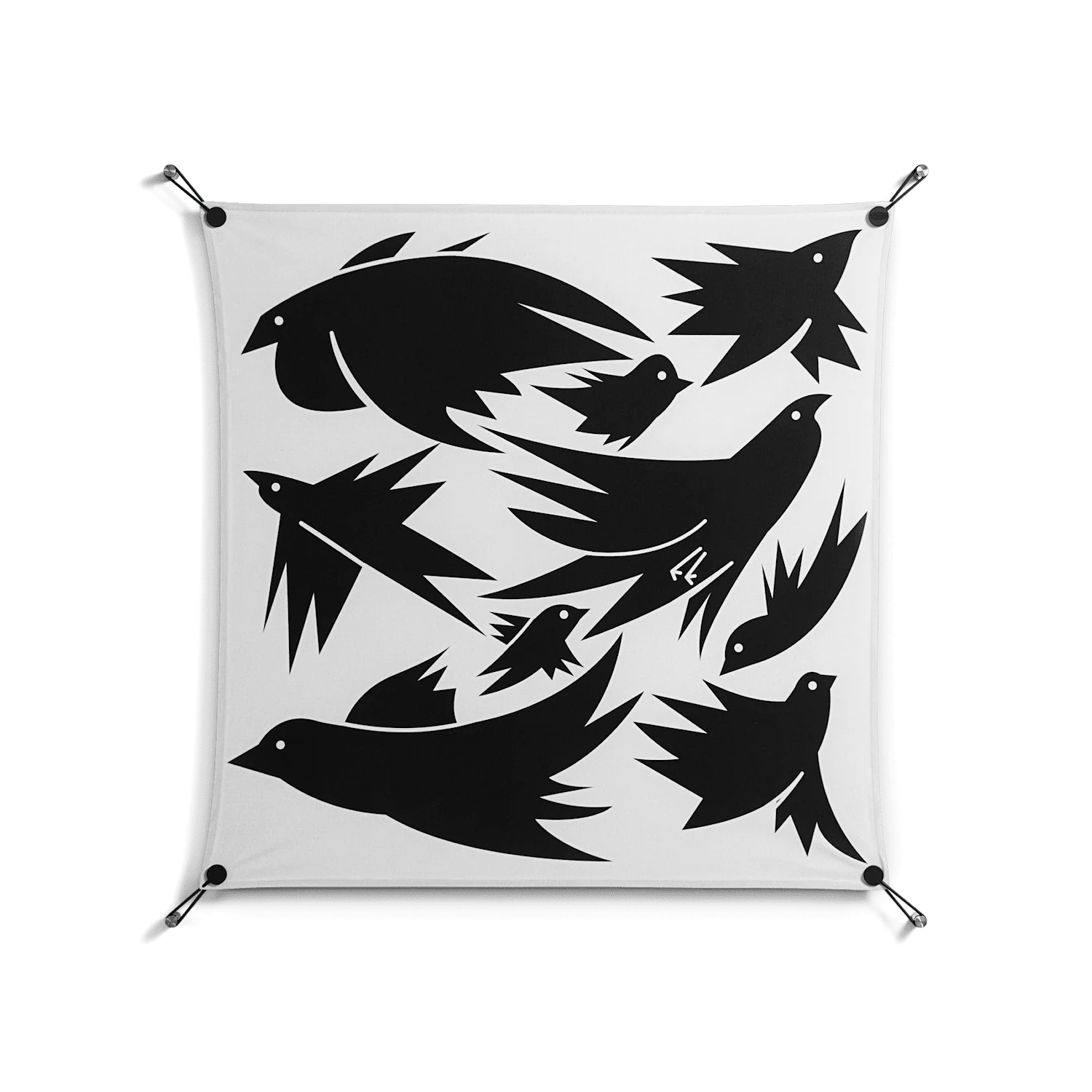 Black Birds - Work On Wall - Konrad Blaszczyk - Black - 90 x 90 cm