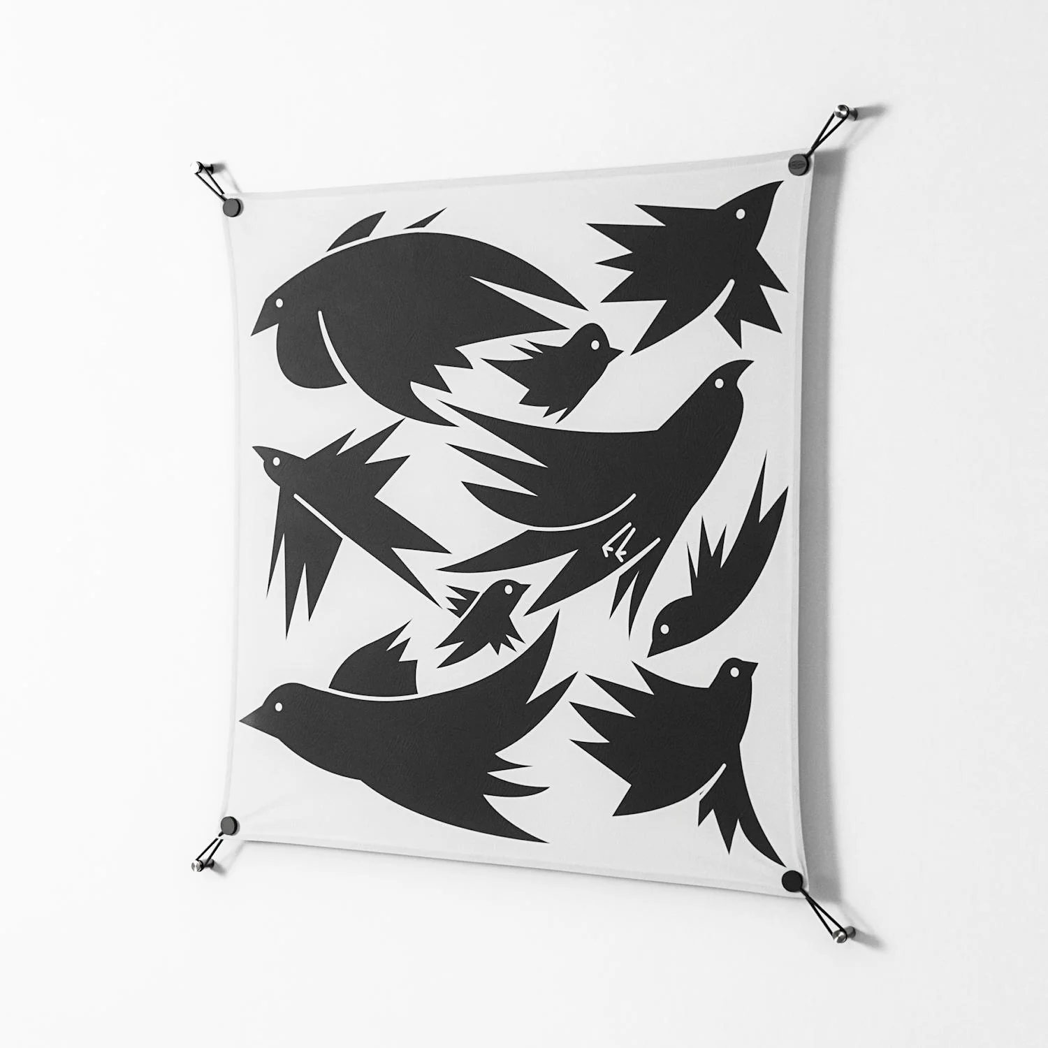 Black Birds - Work On Wall - Konrad Blaszczyk - Black - 90 x 90 cm - Image 2