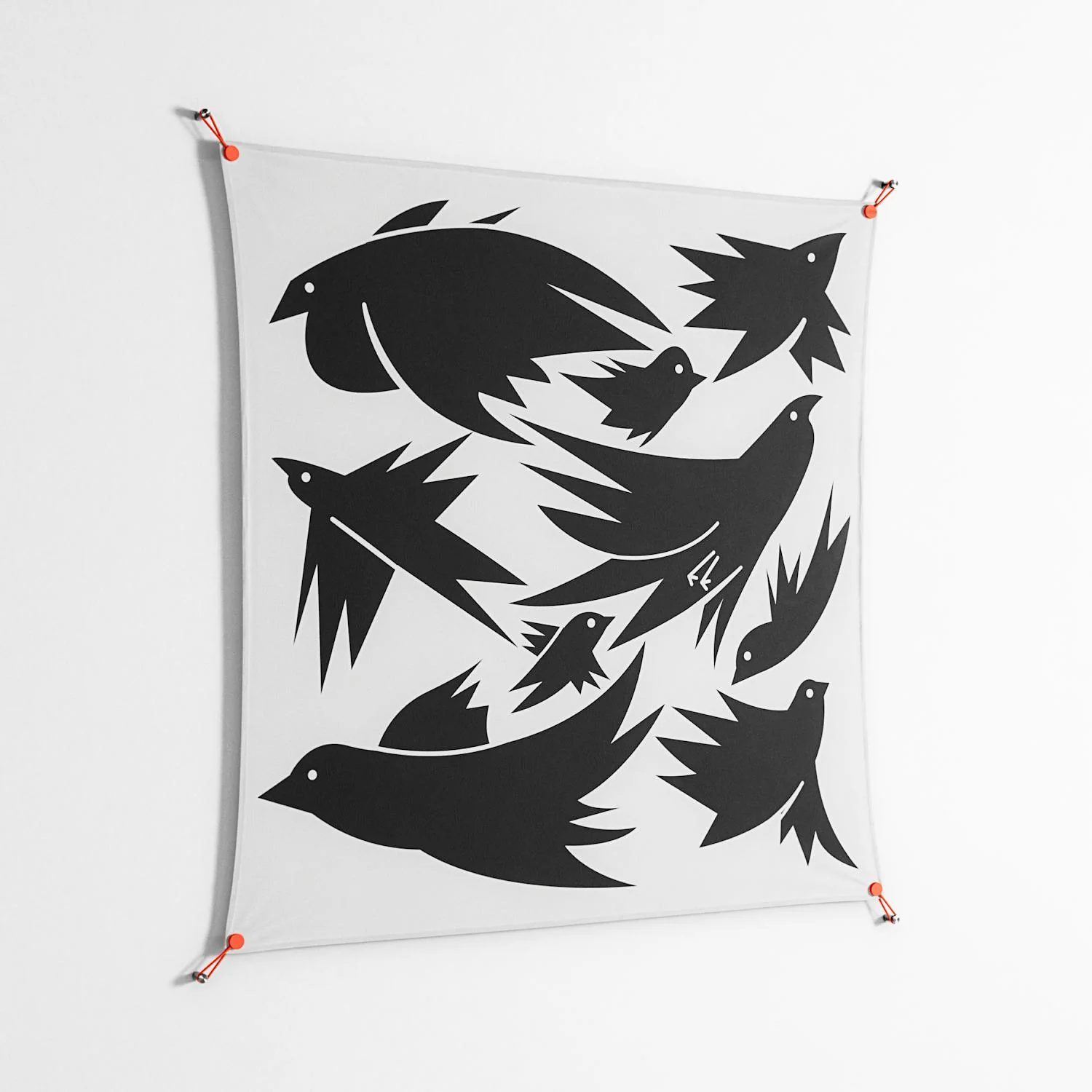 Black Birds - Work On Wall - Konrad Blaszczyk - Orange - 140 x 140 cm - Image 2