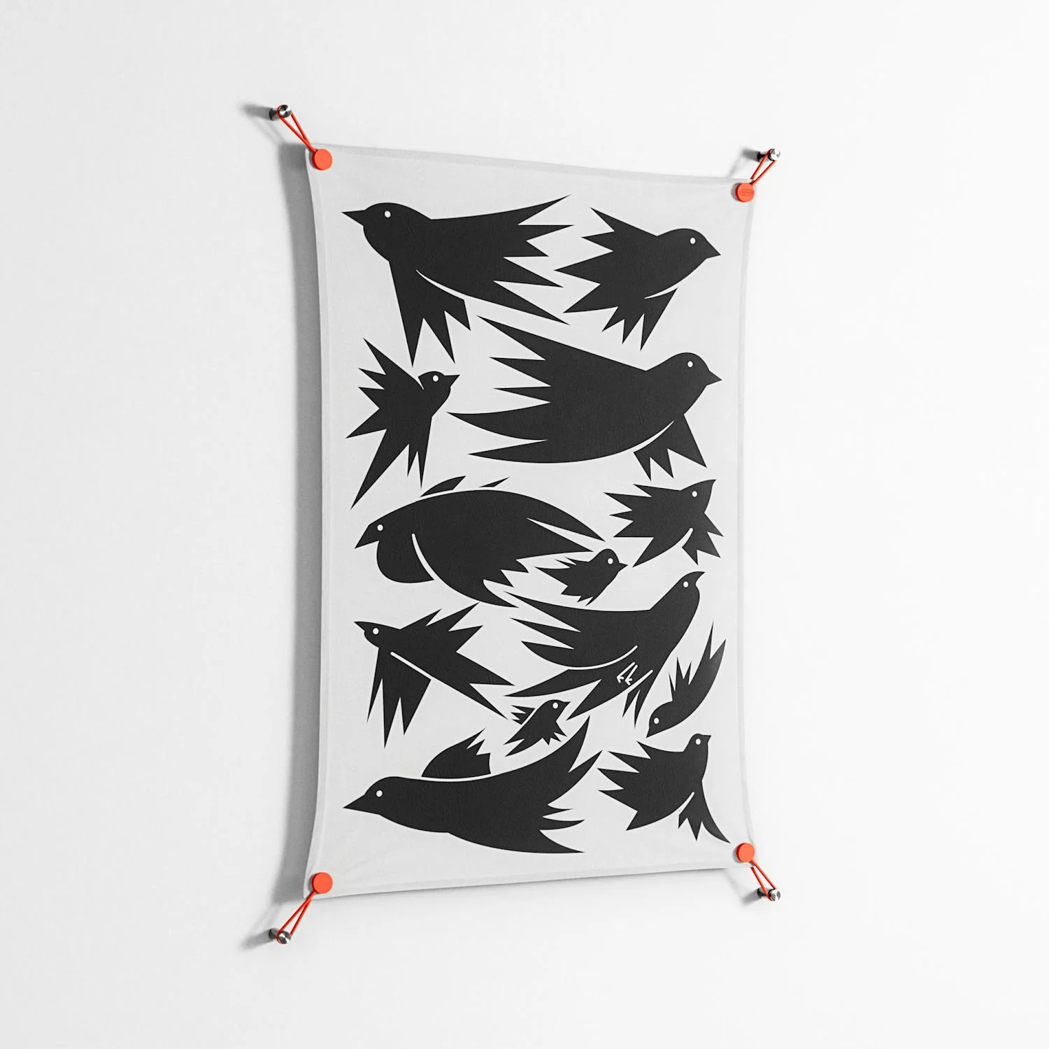 Black Birds - Work On Wall - Konrad Blaszczyk - Orange - 70 x 100 cm - Image 2