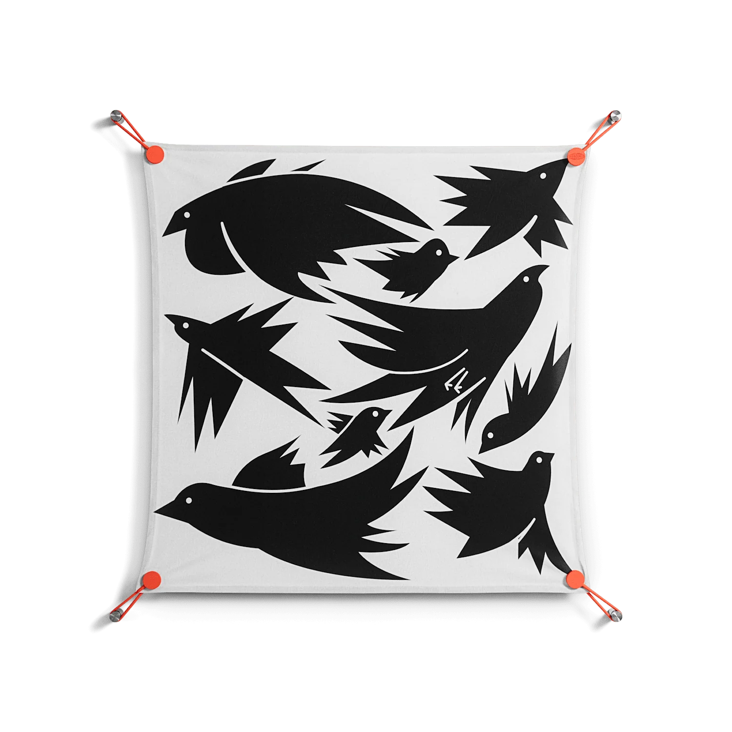 Black Birds - Work On Wall - Konrad Blaszczyk - Orange - 70 x 70 cm
