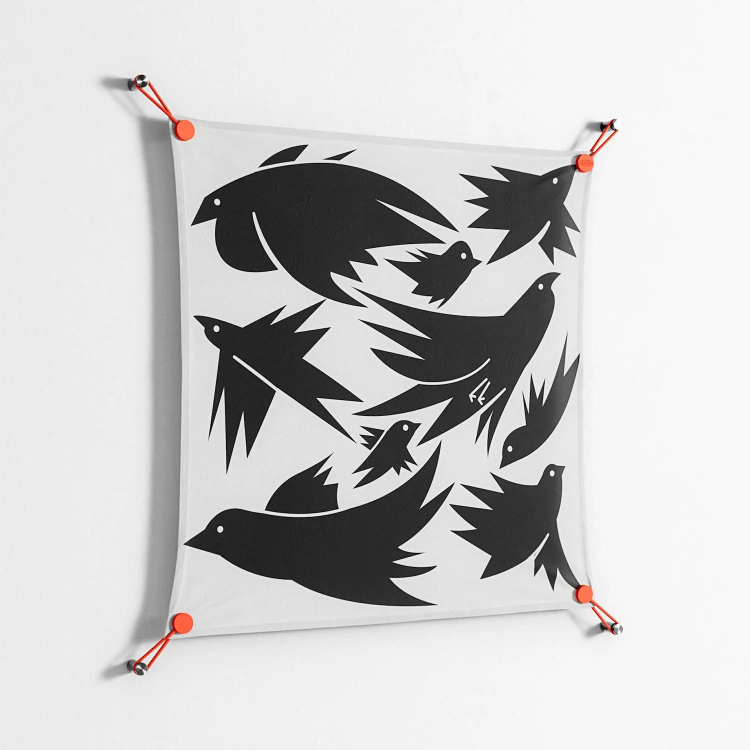 Black Birds - Work On Wall - Konrad Blaszczyk - Orange - 70 x 70 cm - Image 2