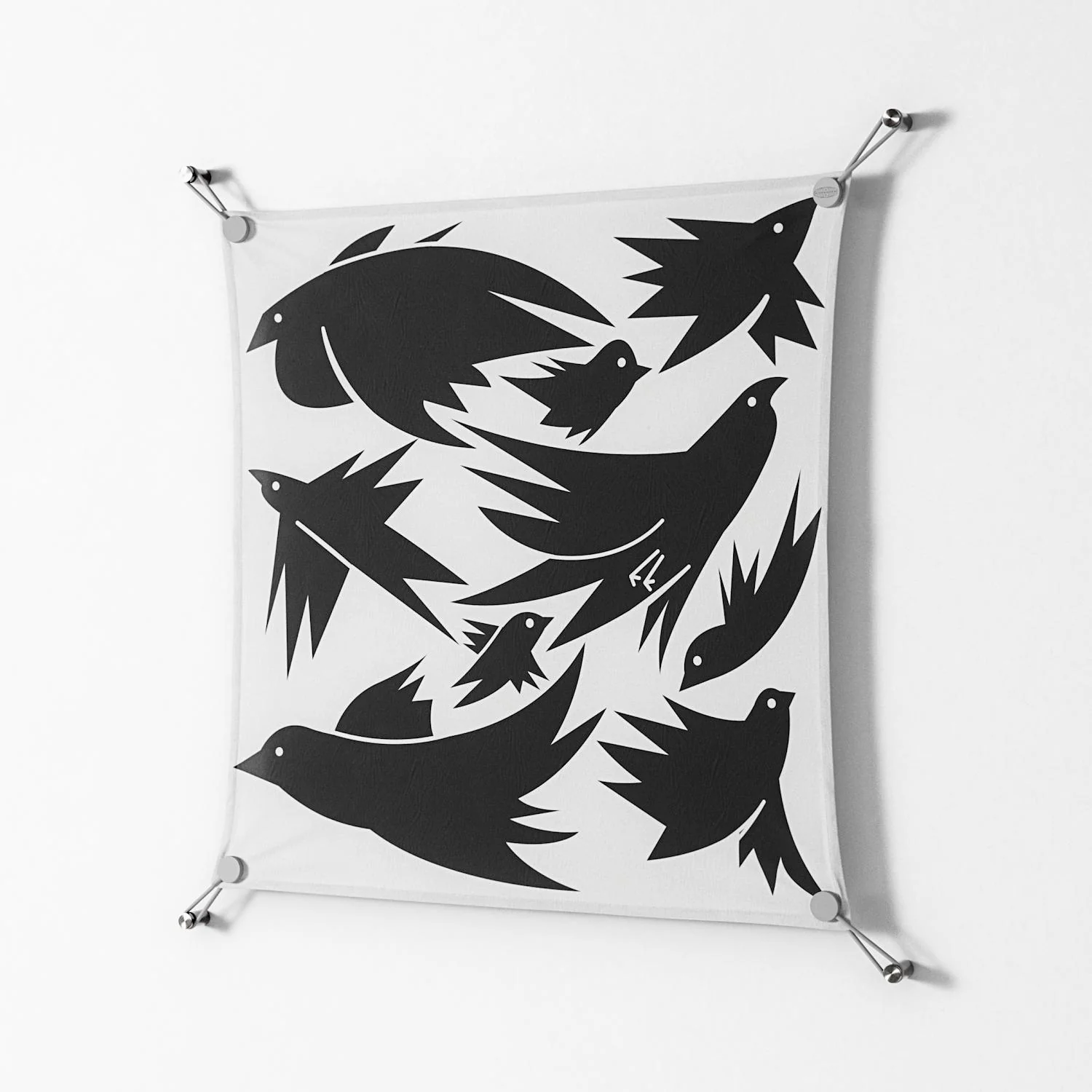Black Birds - Work On Wall - Konrad Blaszczyk - Silver - 70 x 70 cm - Image 2