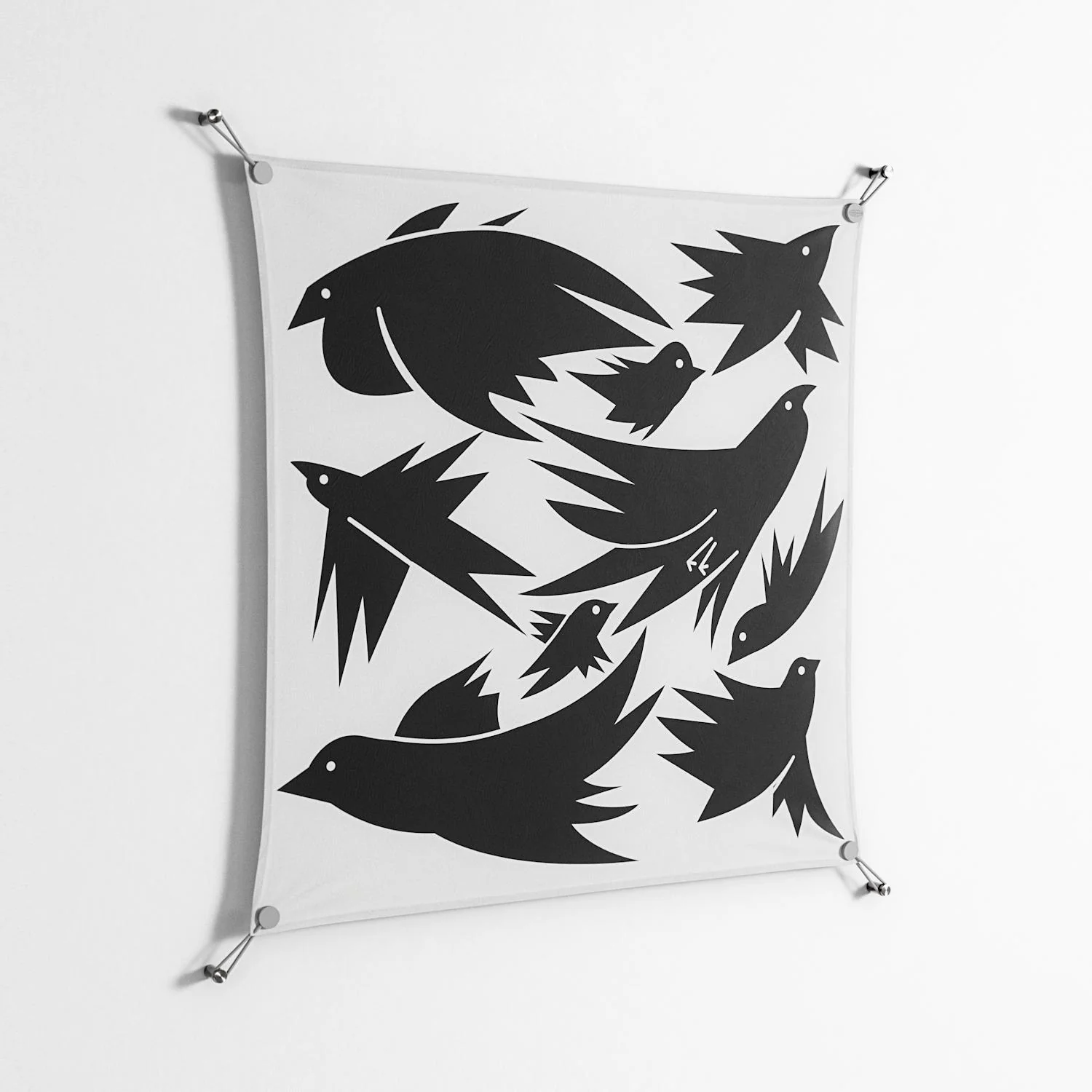 Black Birds - Work On Wall - Konrad Blaszczyk - Silver - 90 x 90 cm - Image 2