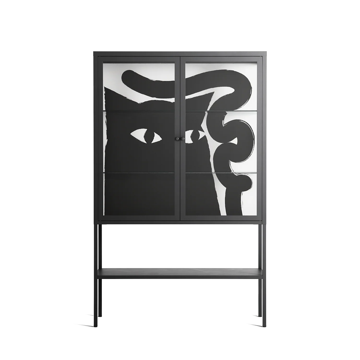 Black Cat - Loft Cabinet - Konrad Blaszczyk - Antracite - Clear glass