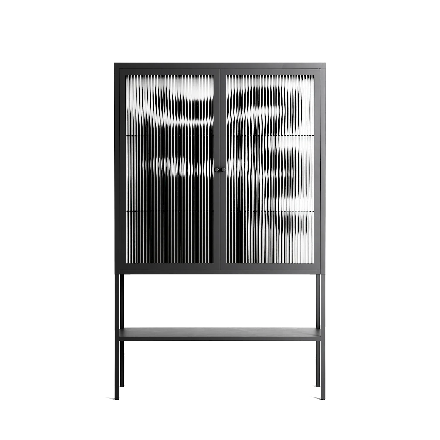 Black Cat - Loft Cabinet - Konrad Blaszczyk - Antracite - Reeded glass