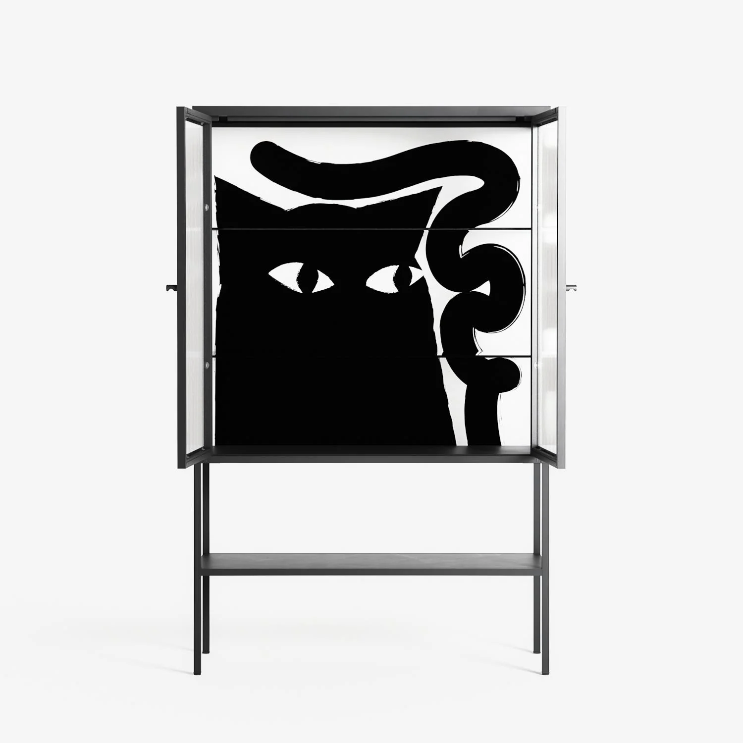 Black Cat - Loft Cabinet - Konrad Blaszczyk - Antracite - Reeded glass - Image 3
