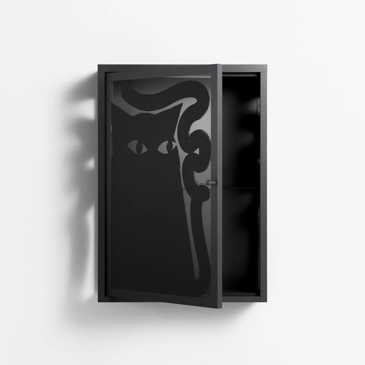 Black Cat - Wall Cabinet - Konrad Blaszczyk - Antracite - Overlay Glass - Image 3