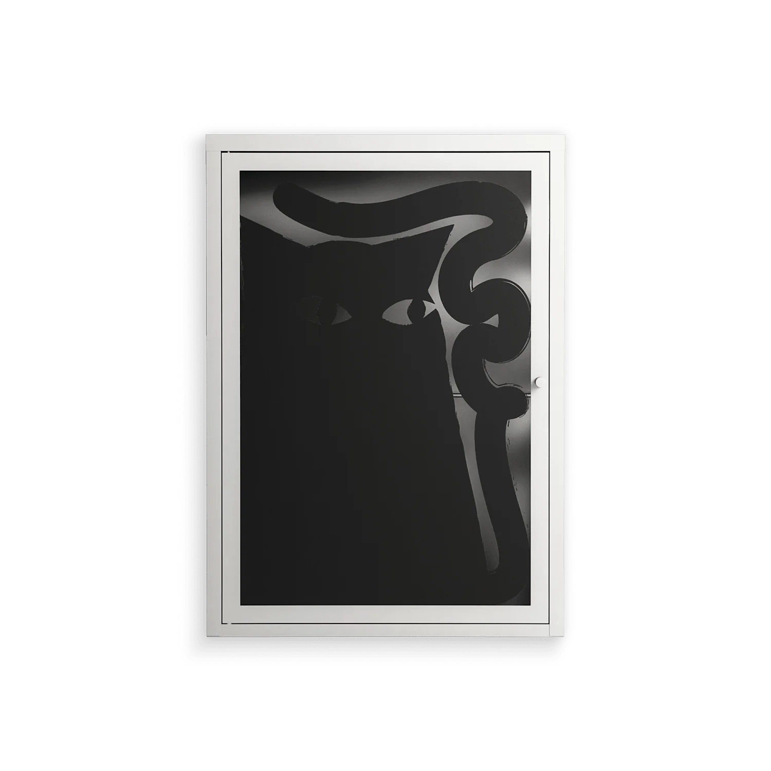 Black Cat - Wall Cabinet - Konrad Blaszczyk - Chalk - Overlay Glass
