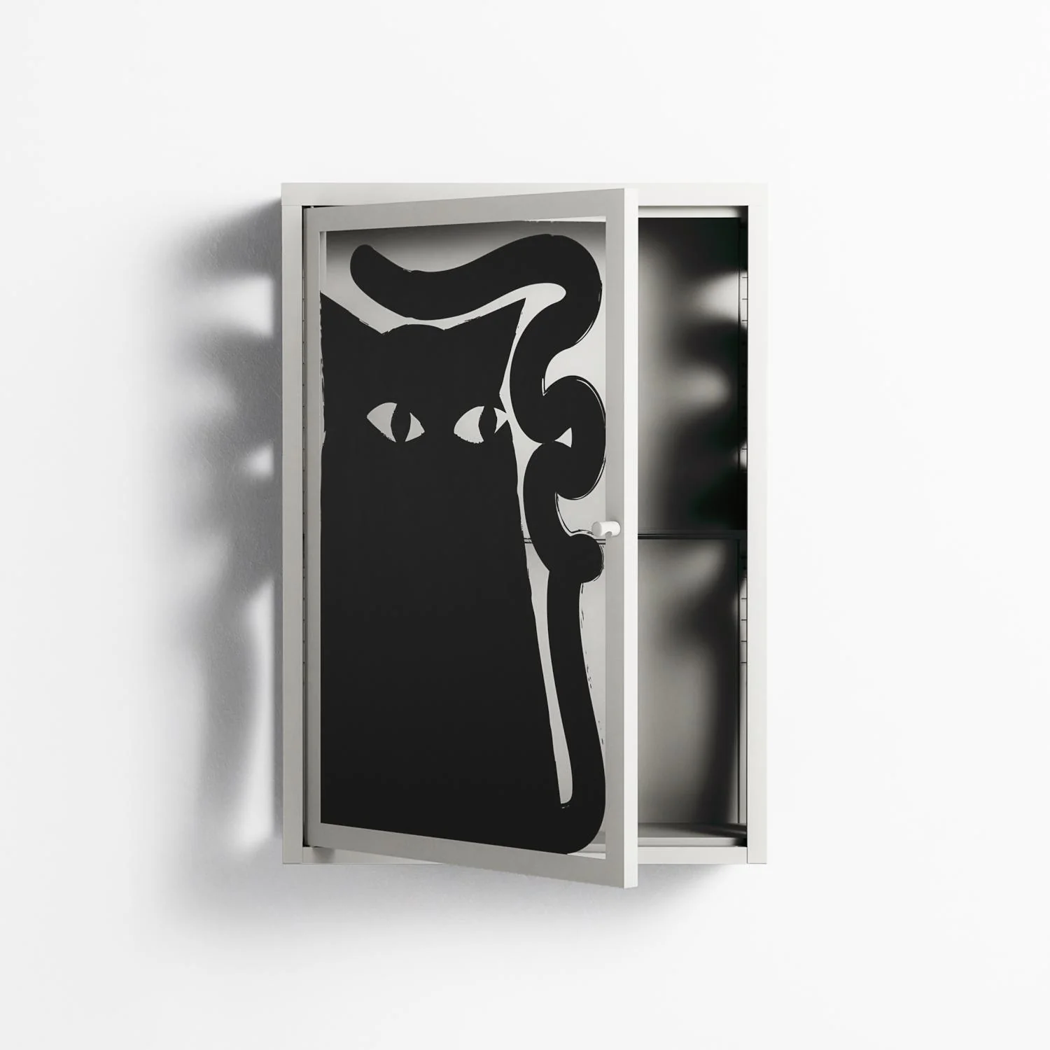 Black Cat - Wall Cabinet - Konrad Blaszczyk - Chalk - Overlay Glass - Image 3