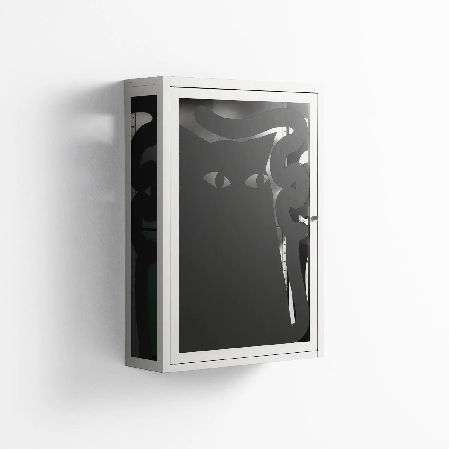 Black Cat - Wall Cabinet - Konrad Blaszczyk - Chalk - Overlay Glass - Image 4