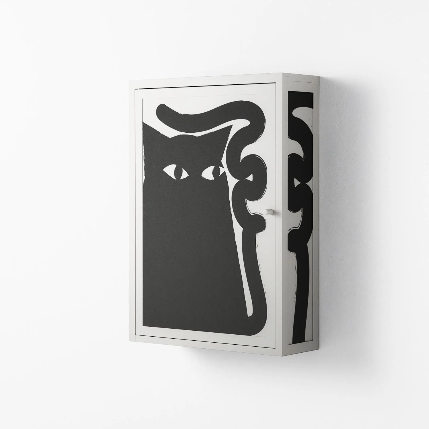 Black Cat - Wall Cabinet - Konrad Blaszczyk - Chalk - Overlay Metal - Image 2