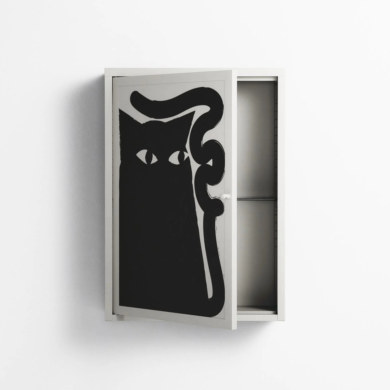 Black Cat - Wall Cabinet - Konrad Blaszczyk - Chalk - Overlay Metal - Image 3