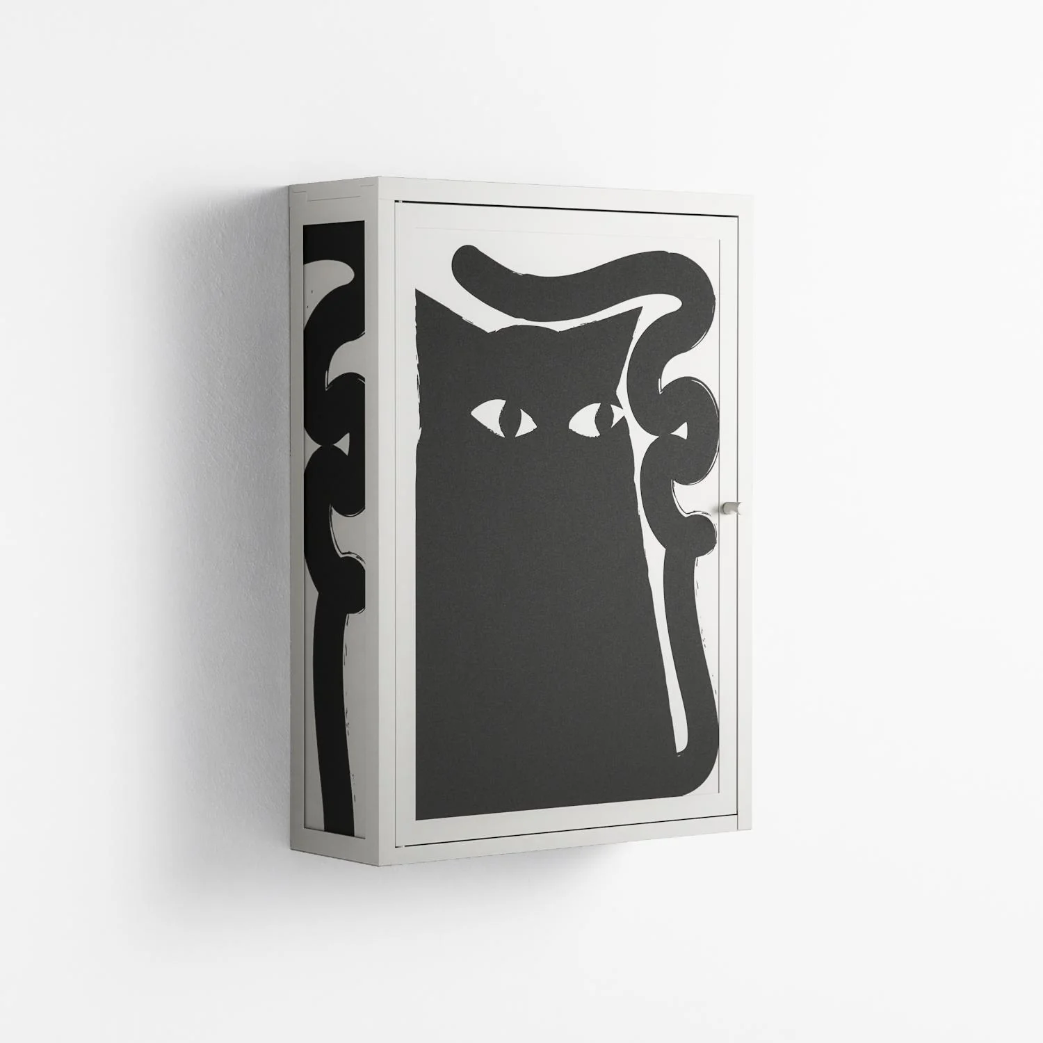 Black Cat - Wall Cabinet - Konrad Blaszczyk - Chalk - Overlay Metal - Image 4