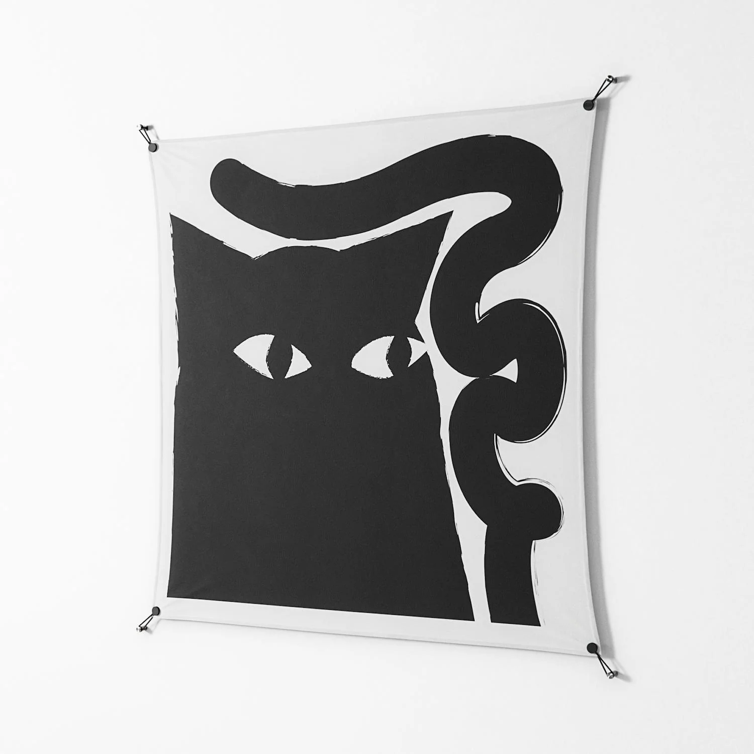 Black Cat - Work On Wall - Konrad Blaszczyk - Black - 140 x 140 cm - Image 2