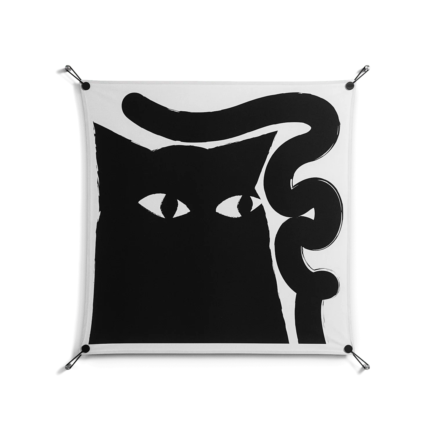 Black Cat - Work On Wall - Konrad Blaszczyk - Black - 90 x 90 cm