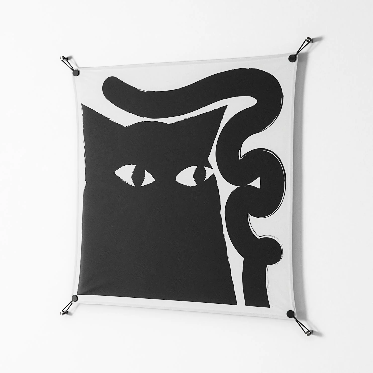 Black Cat - Work On Wall - Konrad Blaszczyk - Black - 90 x 90 cm - Image 2