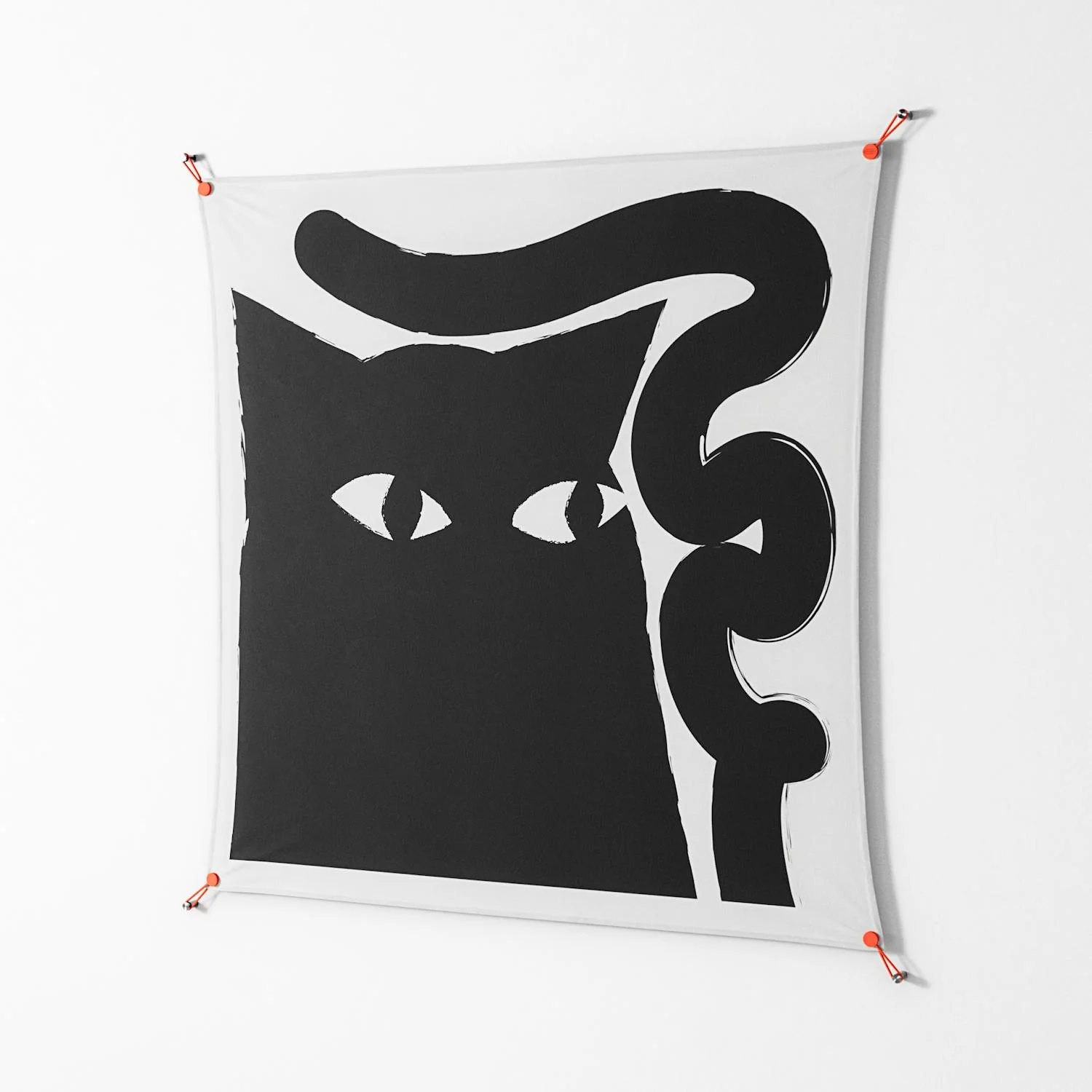 Black Cat - Work On Wall - Konrad Blaszczyk - Orange - 140 x 140 cm - Image 2