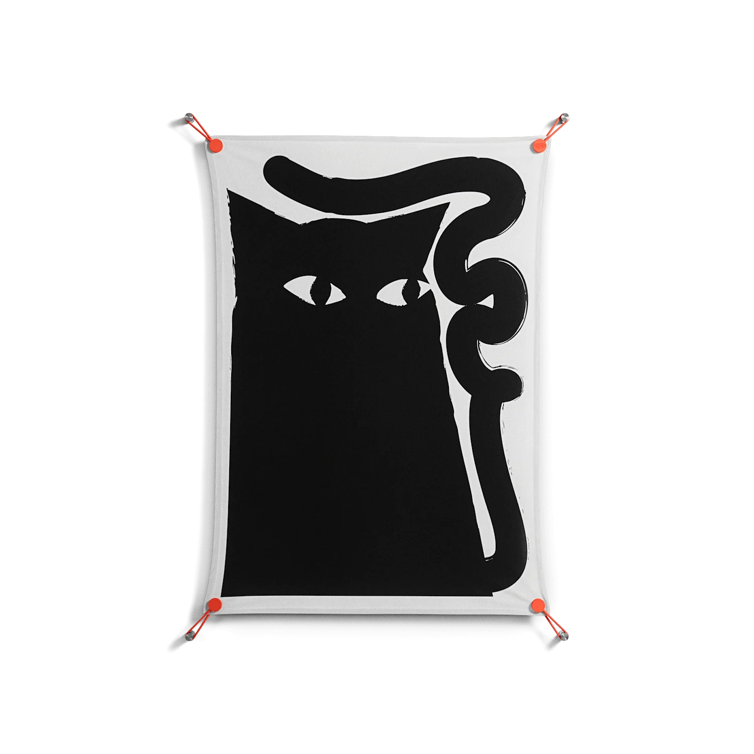 Black Cat - Work On Wall - Konrad Blaszczyk - Orange - 70 x 100 cm