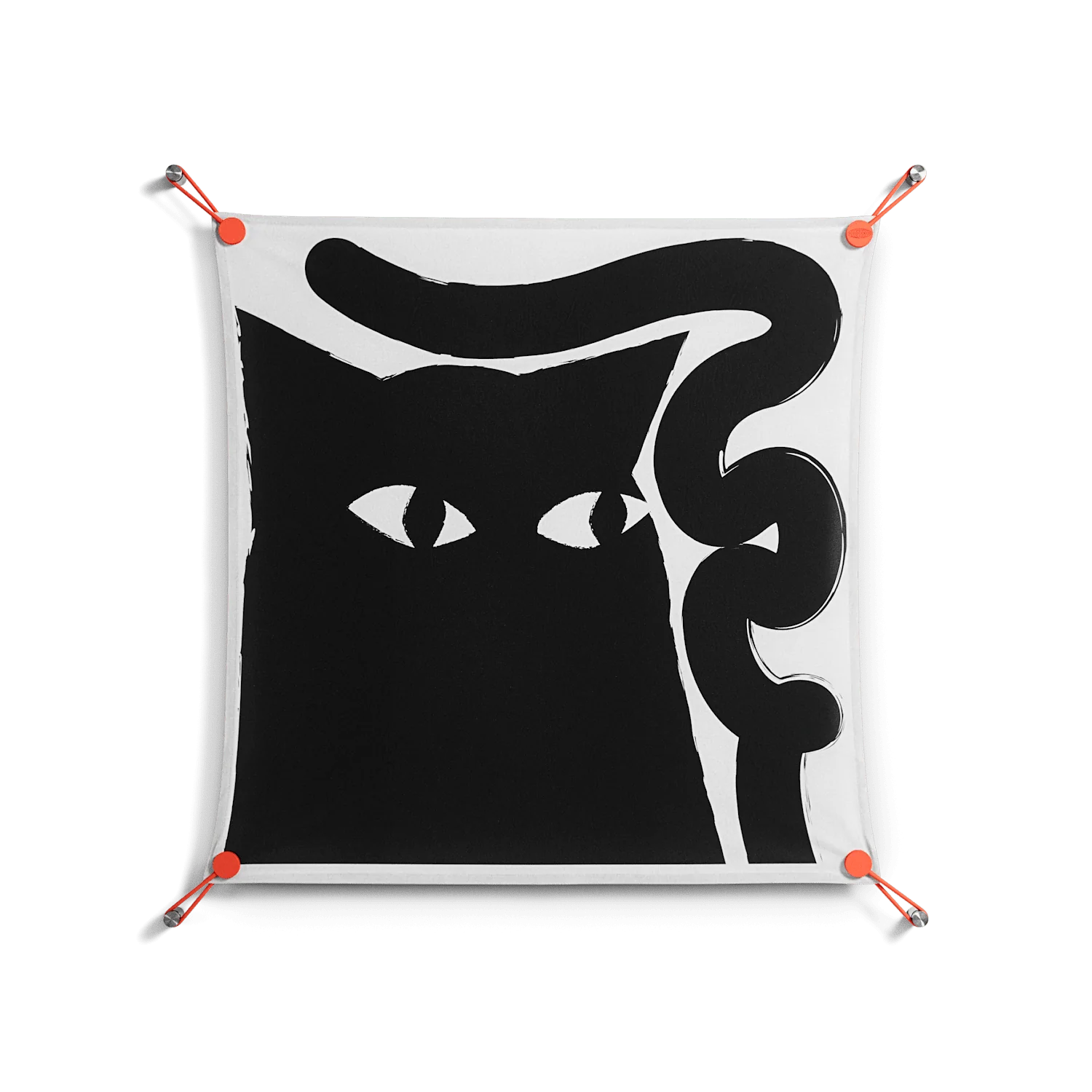 Black Cat - Work On Wall - Konrad Blaszczyk - Orange - 70 x 70 cm