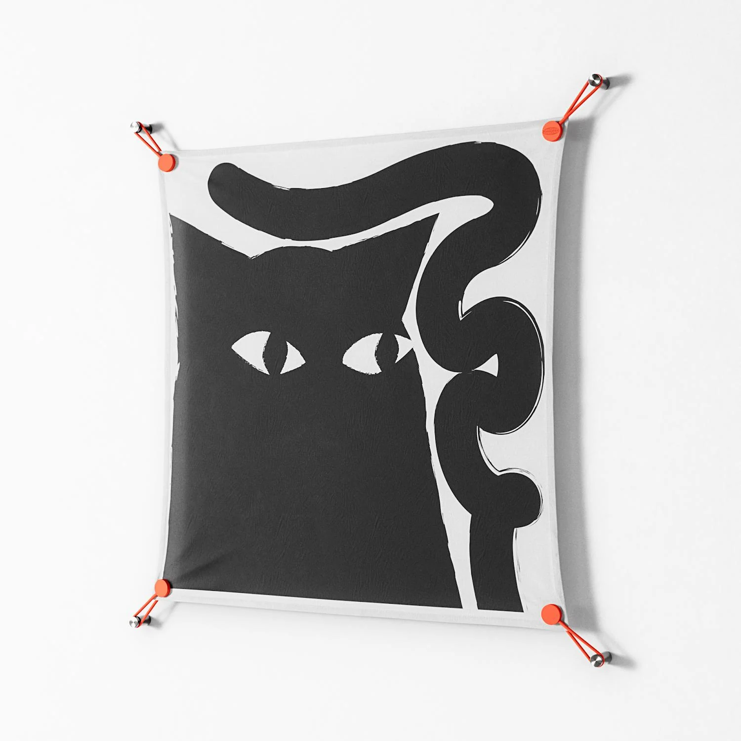 Black Cat - Work On Wall - Konrad Blaszczyk - Orange - 70 x 70 cm - Image 2