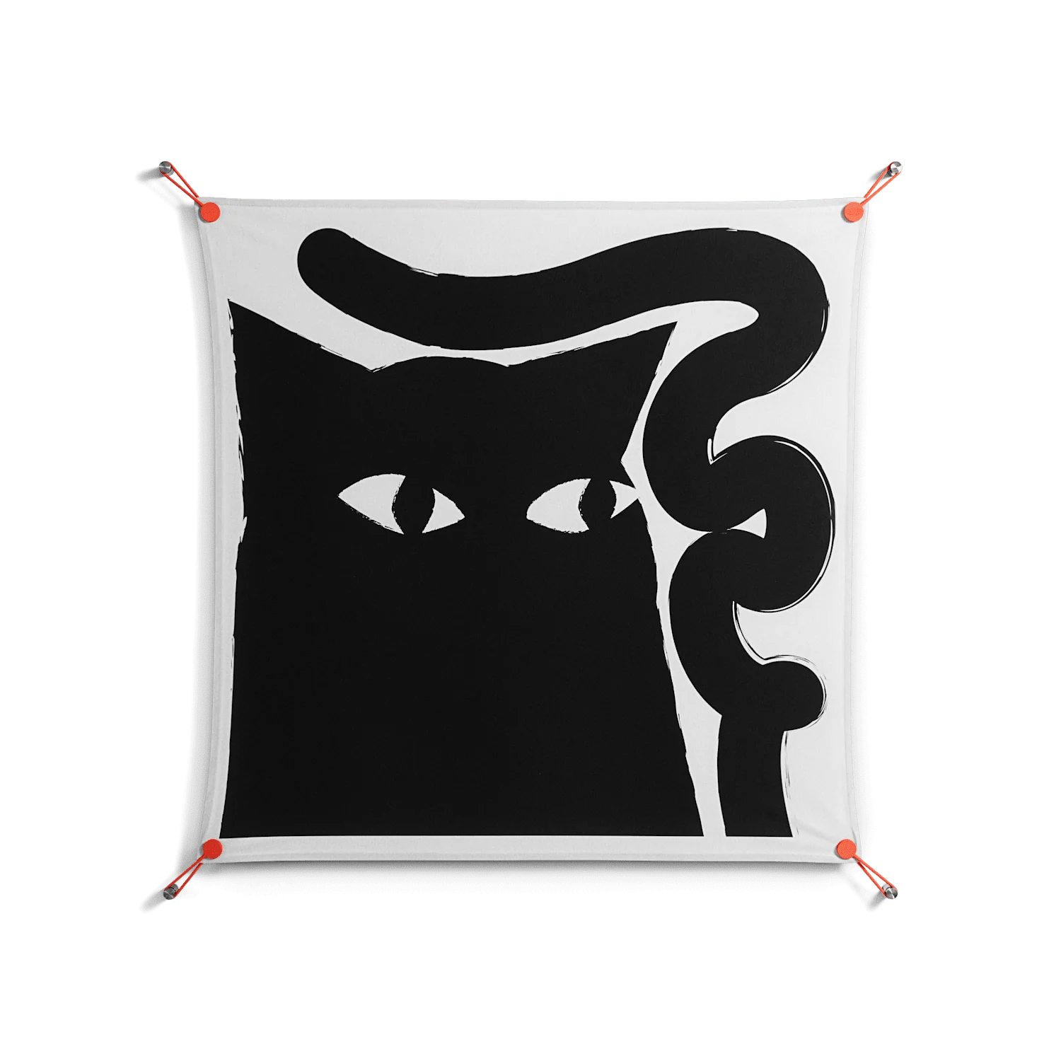 Black Cat - Work On Wall - Konrad Blaszczyk - Orange - 90 x 90 cm