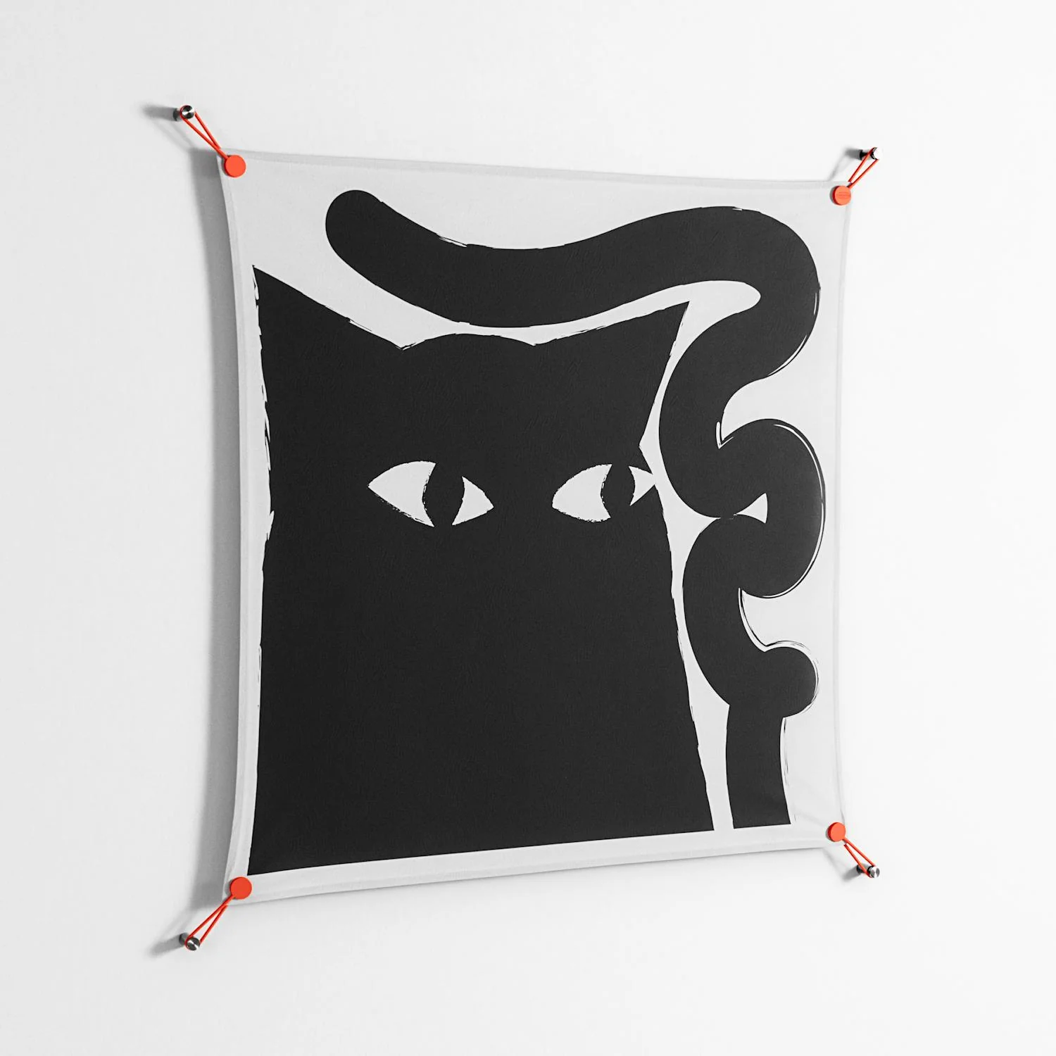 Black Cat - Work On Wall - Konrad Blaszczyk - Orange - 90 x 90 cm - Image 2