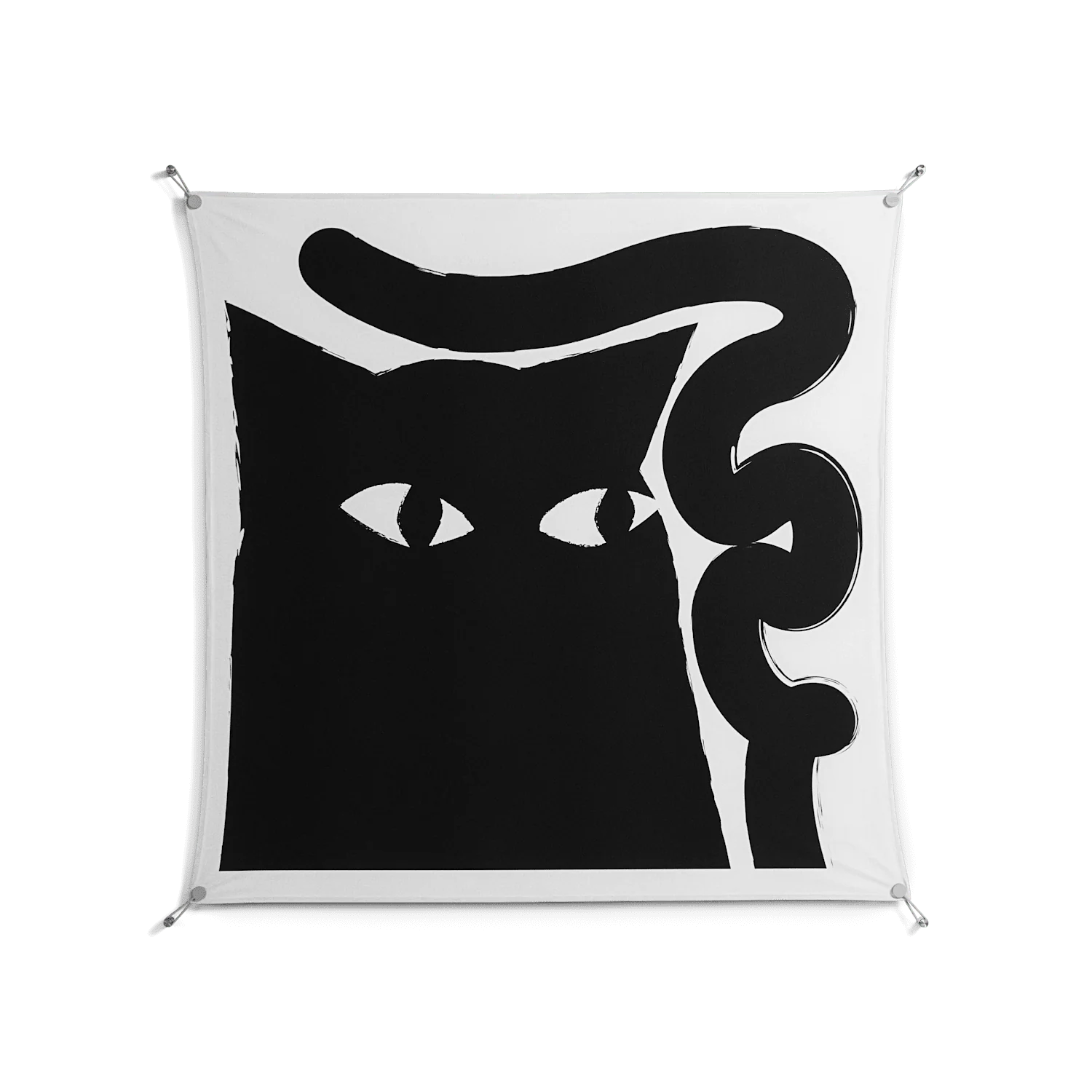 Black Cat - Work On Wall - Konrad Blaszczyk - Silver - 140 x 140 cm
