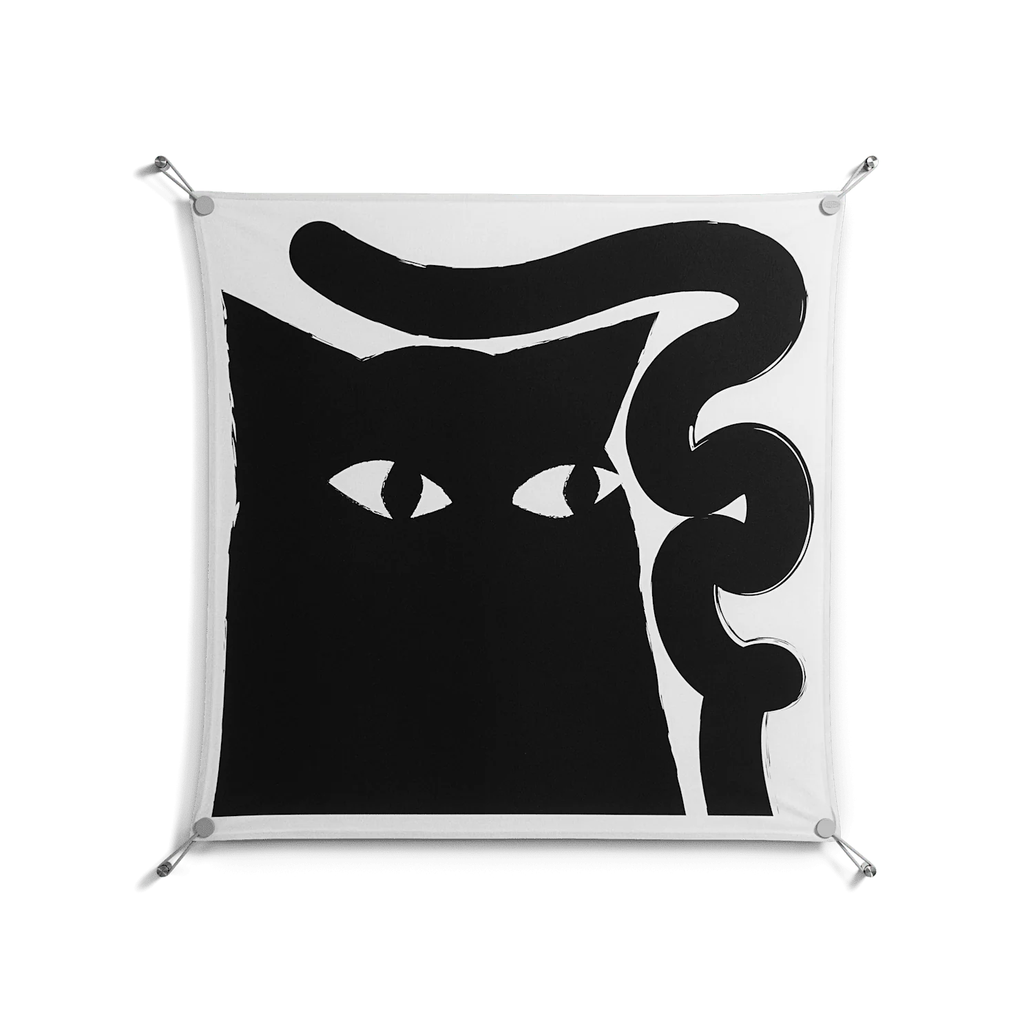 Black Cat - Work On Wall - Konrad Blaszczyk - Silver - 90 x 90 cm