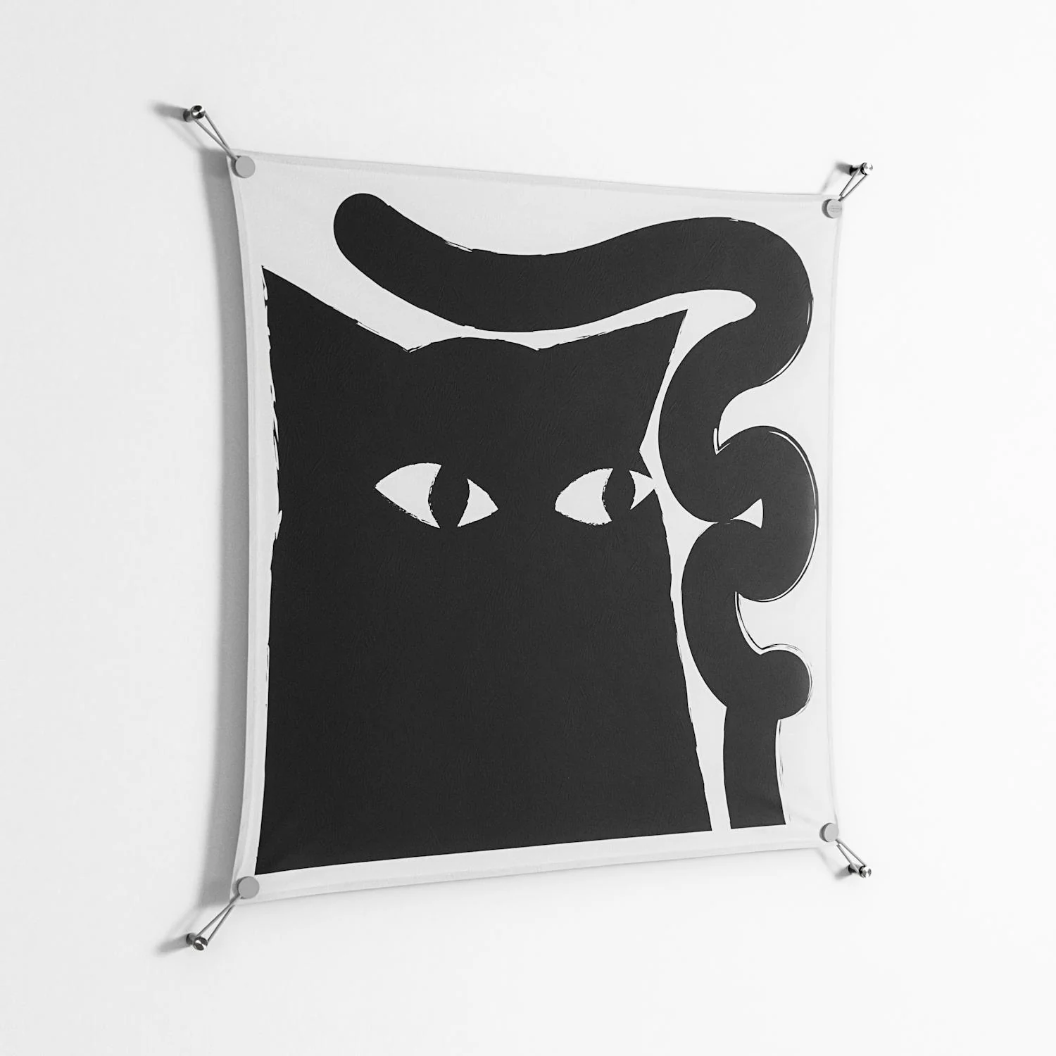 Black Cat - Work On Wall - Konrad Blaszczyk - Silver - 90 x 90 cm - Image 2