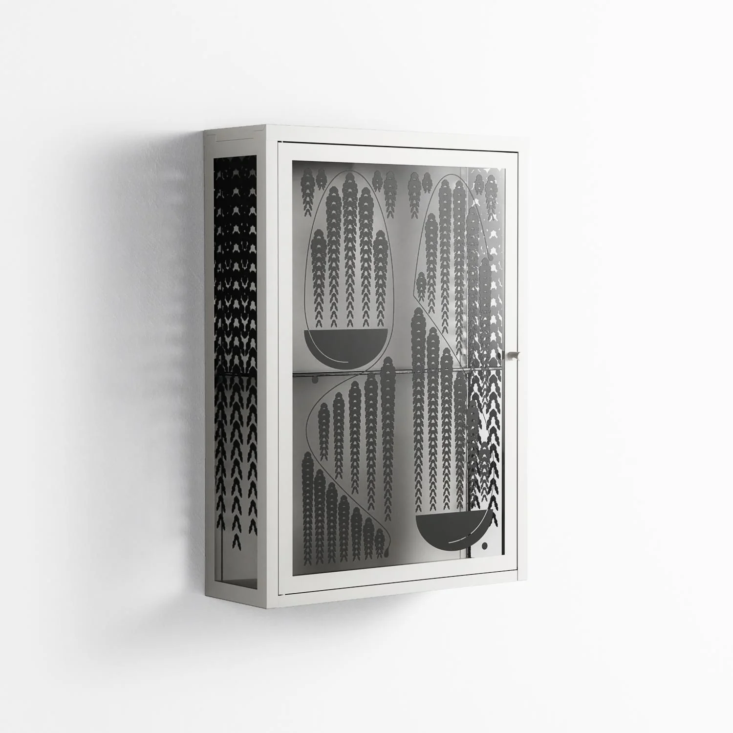 Black Fern - Wall Cabinet - Konrad Blaszczyk - Chalk - Overlay Glass - Image 4