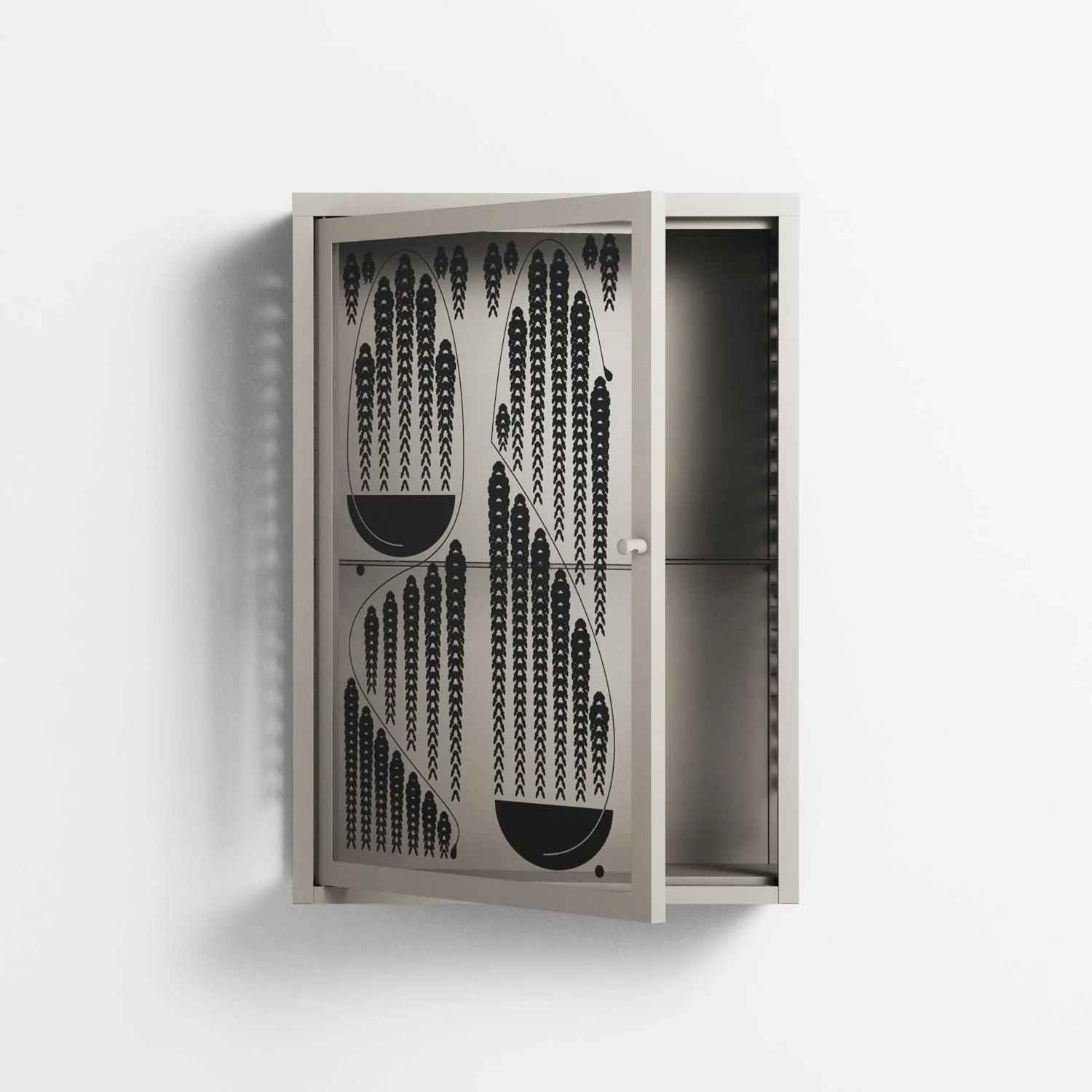 Black Fern - Wall Cabinet - Konrad Blaszczyk - Pebble - Overlay Glass - Image 3