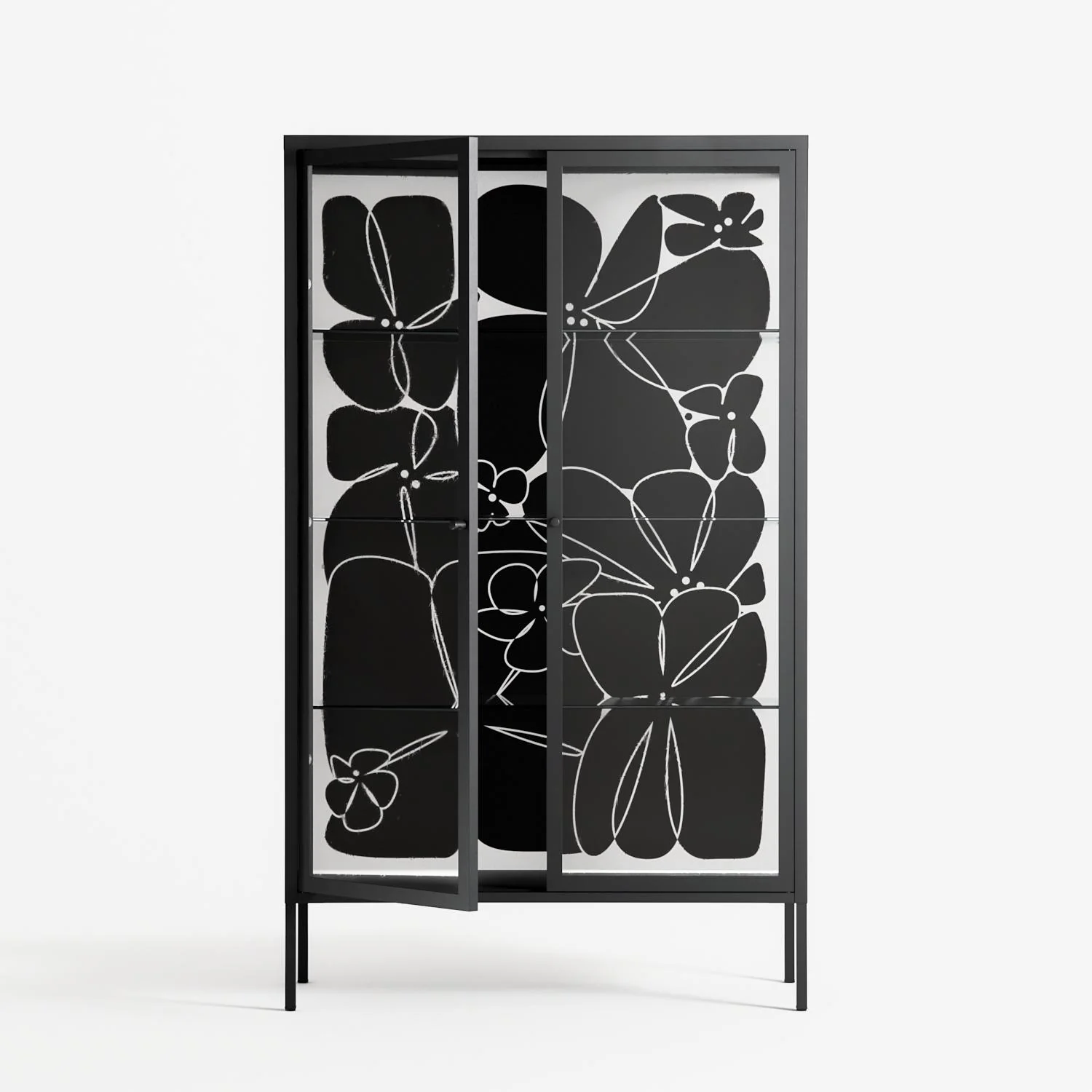 Black Flower - Cabinet - Konrad Blaszczyk - Antracite - Clear glass - Image 2
