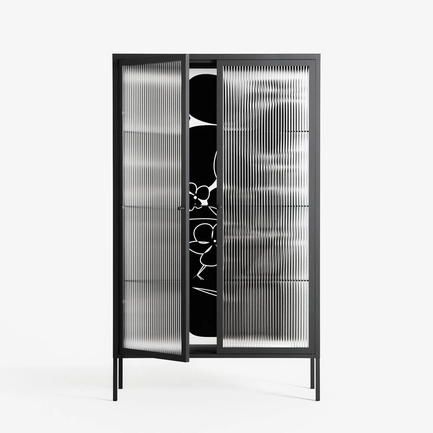 Black Flower - Cabinet - Konrad Blaszczyk - Antracite - Reeded glass - Image 2
