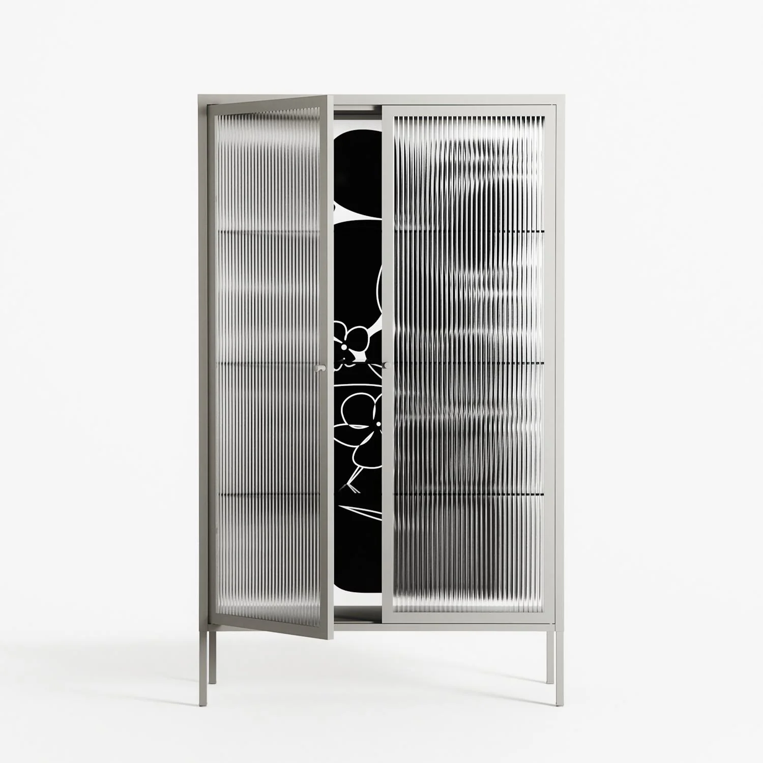 Black Flower - Cabinet - Konrad Blaszczyk - Chalk - Reeded glass - Image 2