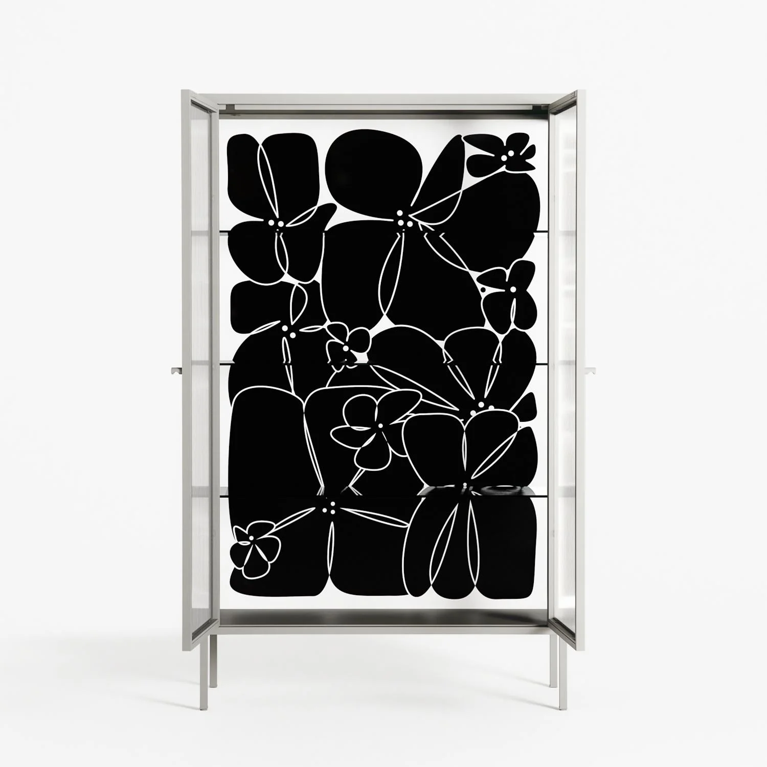 Black Flower - Cabinet - Konrad Blaszczyk - Chalk - Reeded glass - Image 3